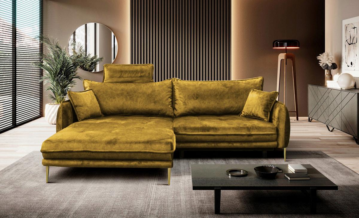 Ecksofa Whisper Senfgelb S: 196x264 cm - Goldfarben/Senfgelb, Design, Textil (196/264cm) - MID.YOU