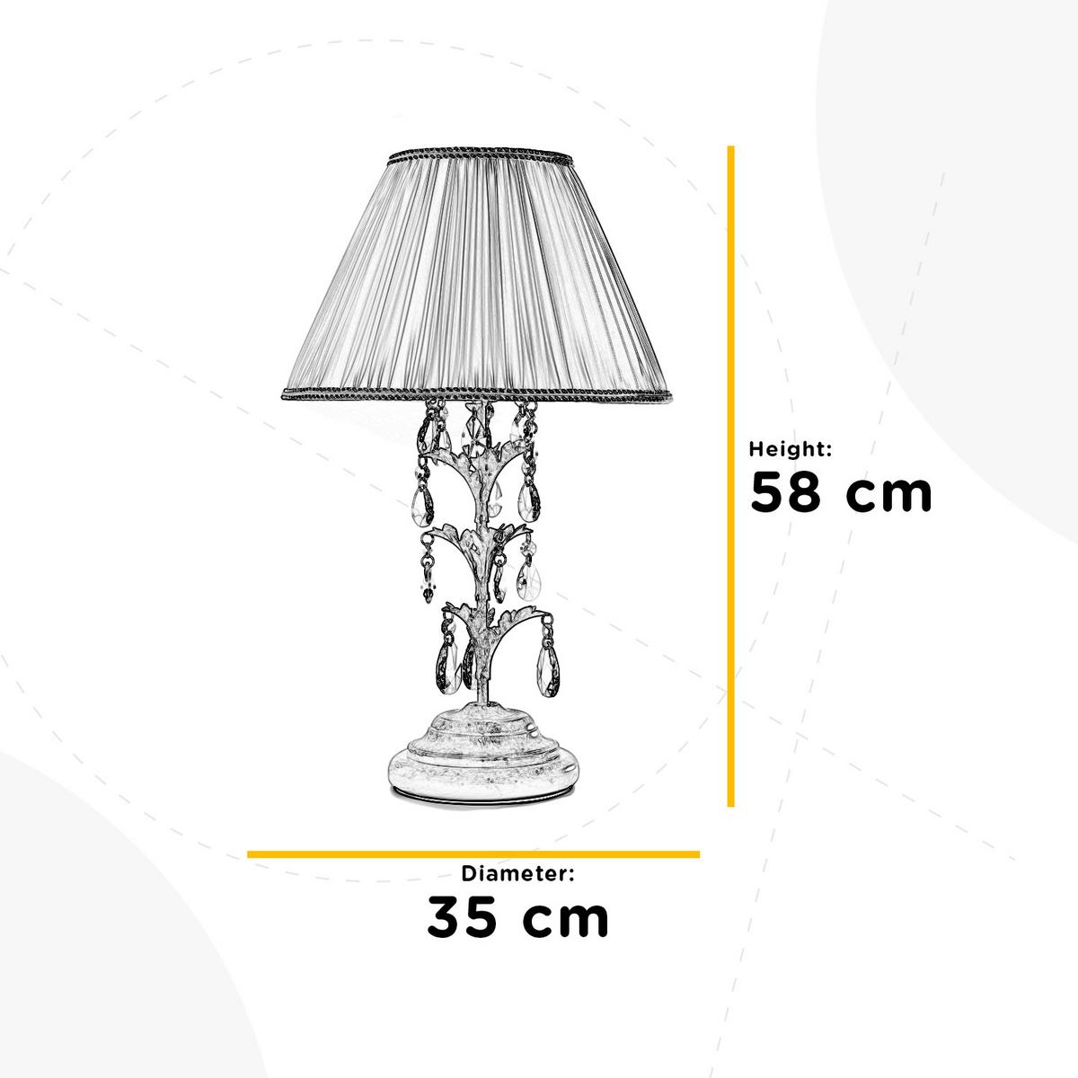 Tischleuchte 4669/Lg - Weiß, Natur, Glas/Textil (35/58cm)