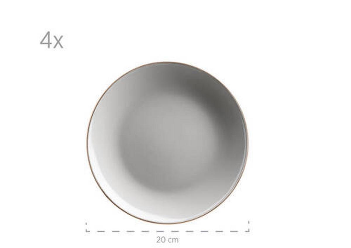 Kombiservice Metallic Rim 4 Personen Geschirr Set - Grau, Basics, Keramik (34/31,5/32cm) - Mäser