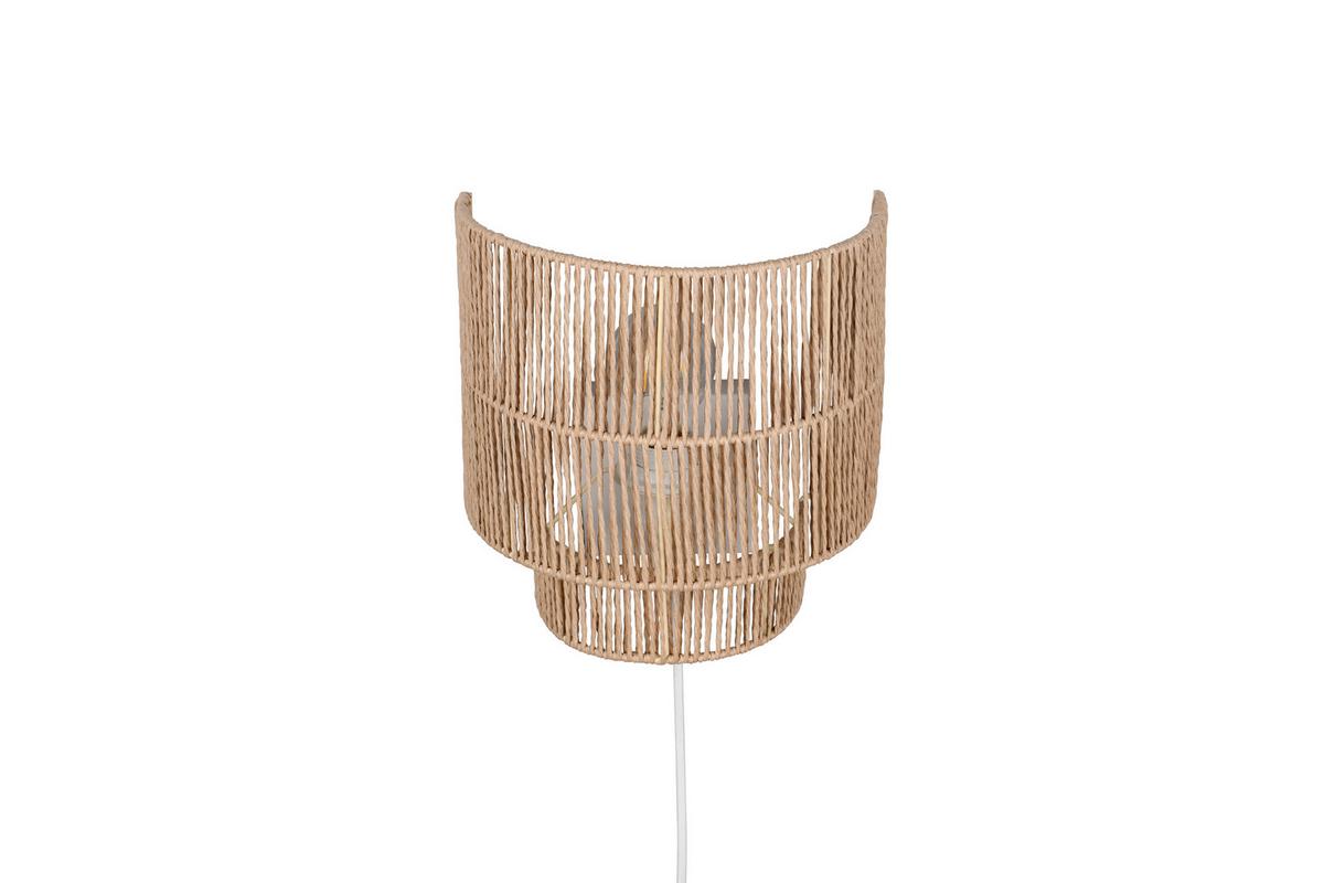 Wandleuchte Satna Braun Weiß B: 24,5 Cm - Braun/Weiß, Natur, Papier (24,5/24,5/14cm)