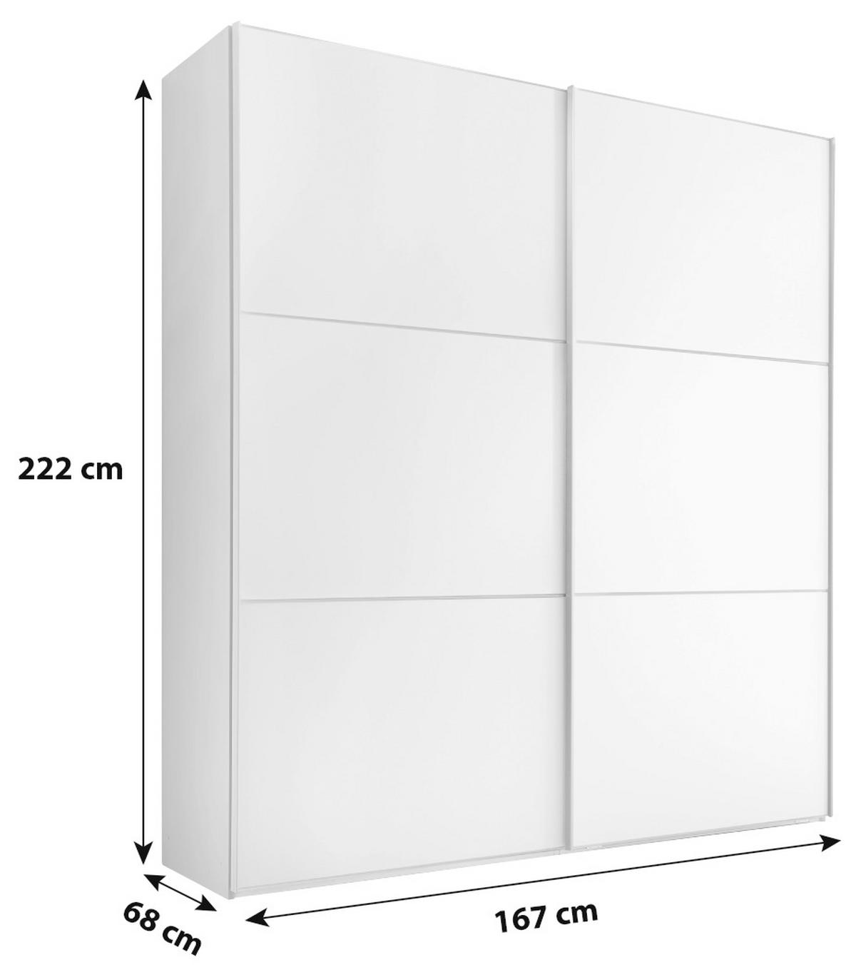 Schwebetürenschrank Mit Laden 167 Cm Includo, Weiß - Weiß, MODERN (167/222/68cm) - MID.YOU