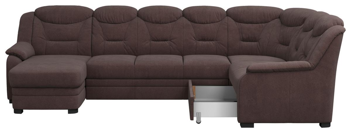 Wohnlandschaft Marcus Braun inkl. Bettkasten - Schwarz/Braun, Basics, Textil (162/330/211cm) - MID.YOU