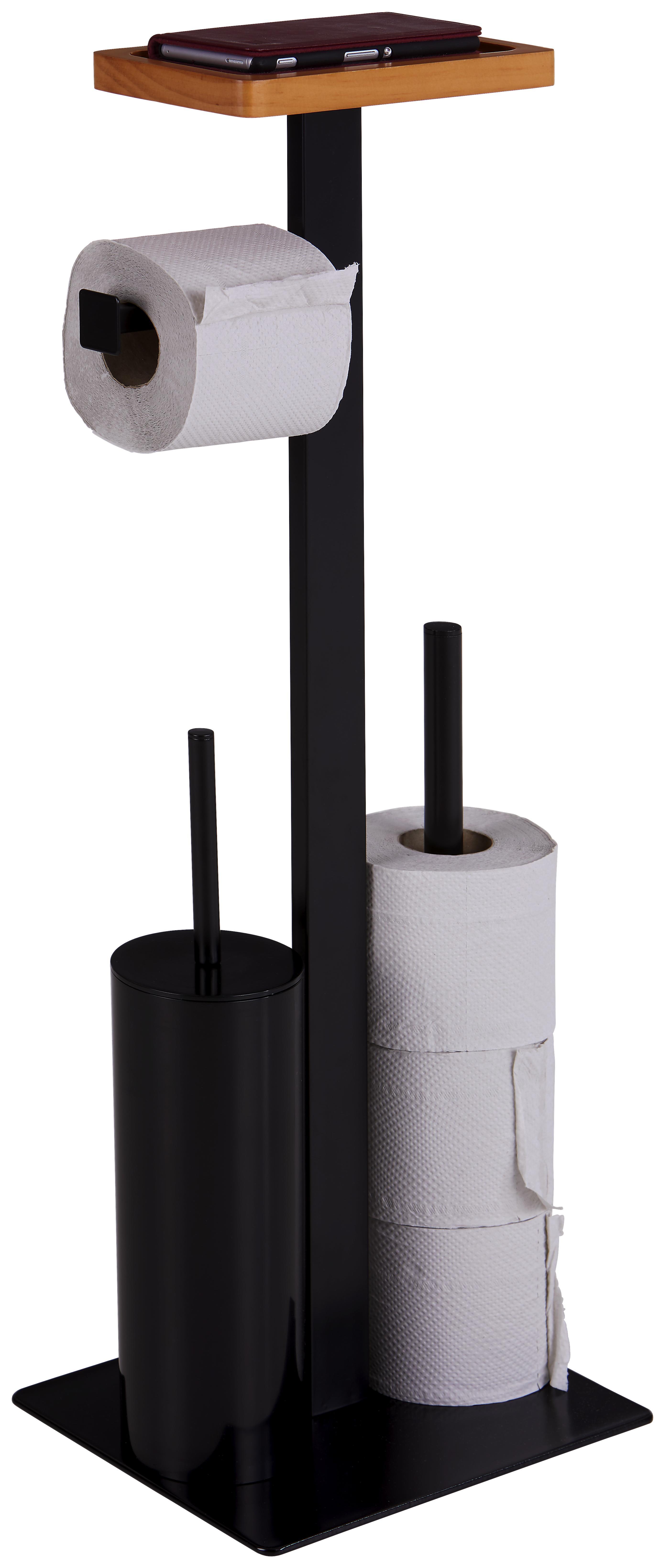 WC-Bürstengarnitur Carlotto 2-BK - Schwarz, KONVENTIONELL, Kunststoff/Metall (25/73/20cm) - Homezone