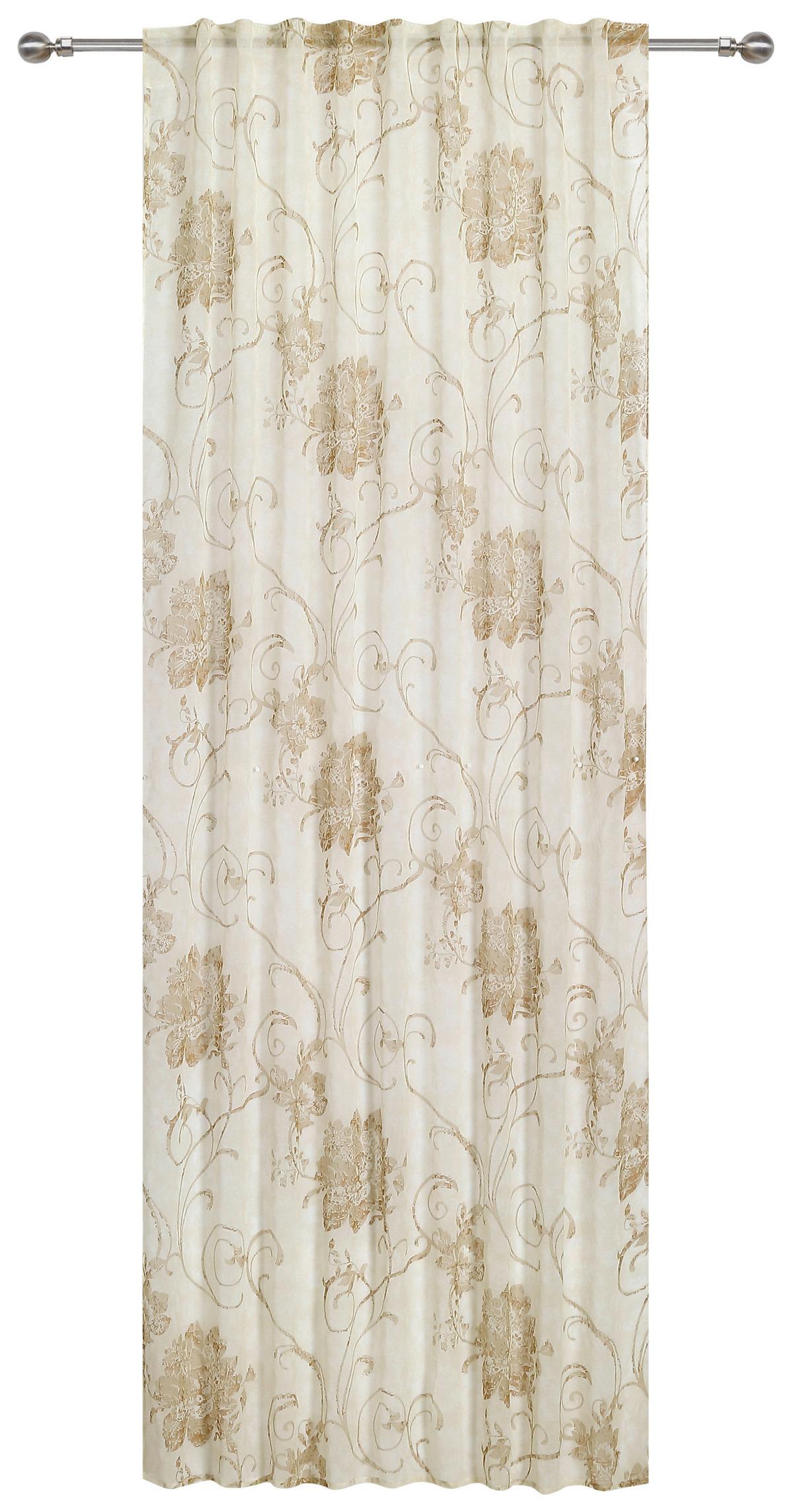 Vorhang mit Band Sarah 140x245 cm Taupe - Taupe, ROMANTIK / LANDHAUS, Textil (140/245cm) - James Wood