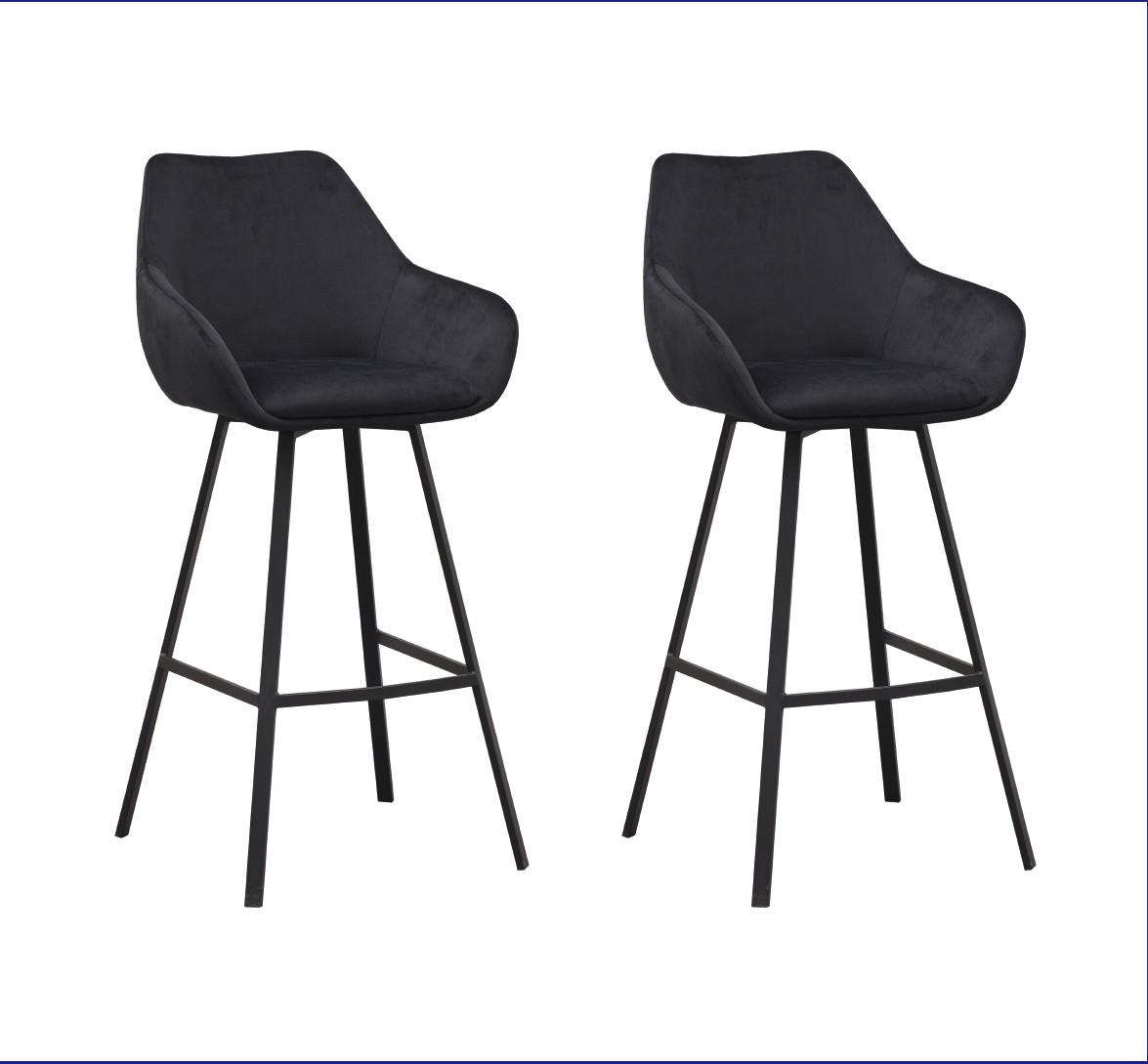 Barhocker-set Casper Schwarz B: 55 Cm - Schwarz, MODERN, Textil/Metall (55/109/57cm) - MID.YOU