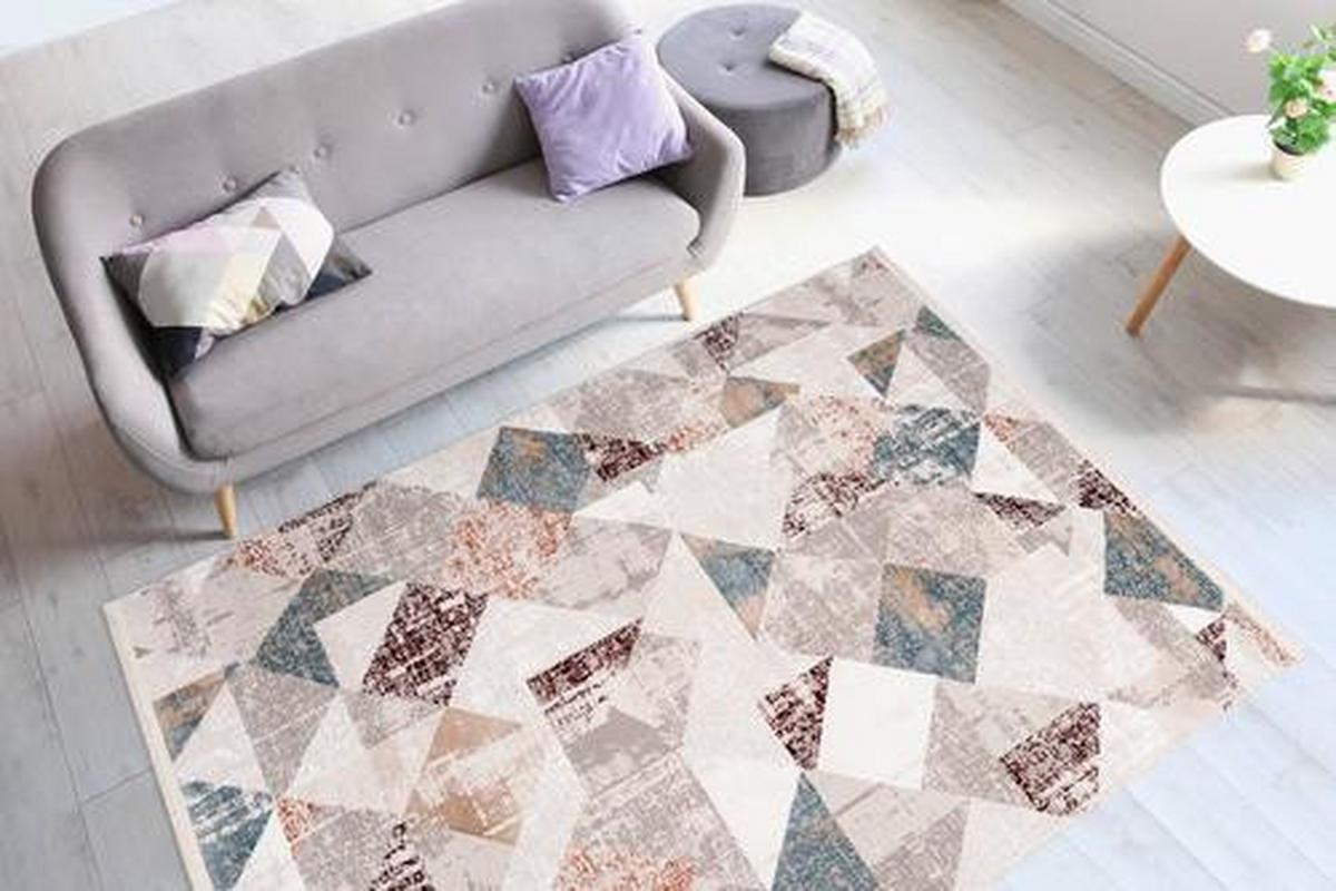 Webteppich Grau/Rosa Akropolis 160x230 cm - Rosa/Grau, Design, Textil (160/230cm) - Kayoom