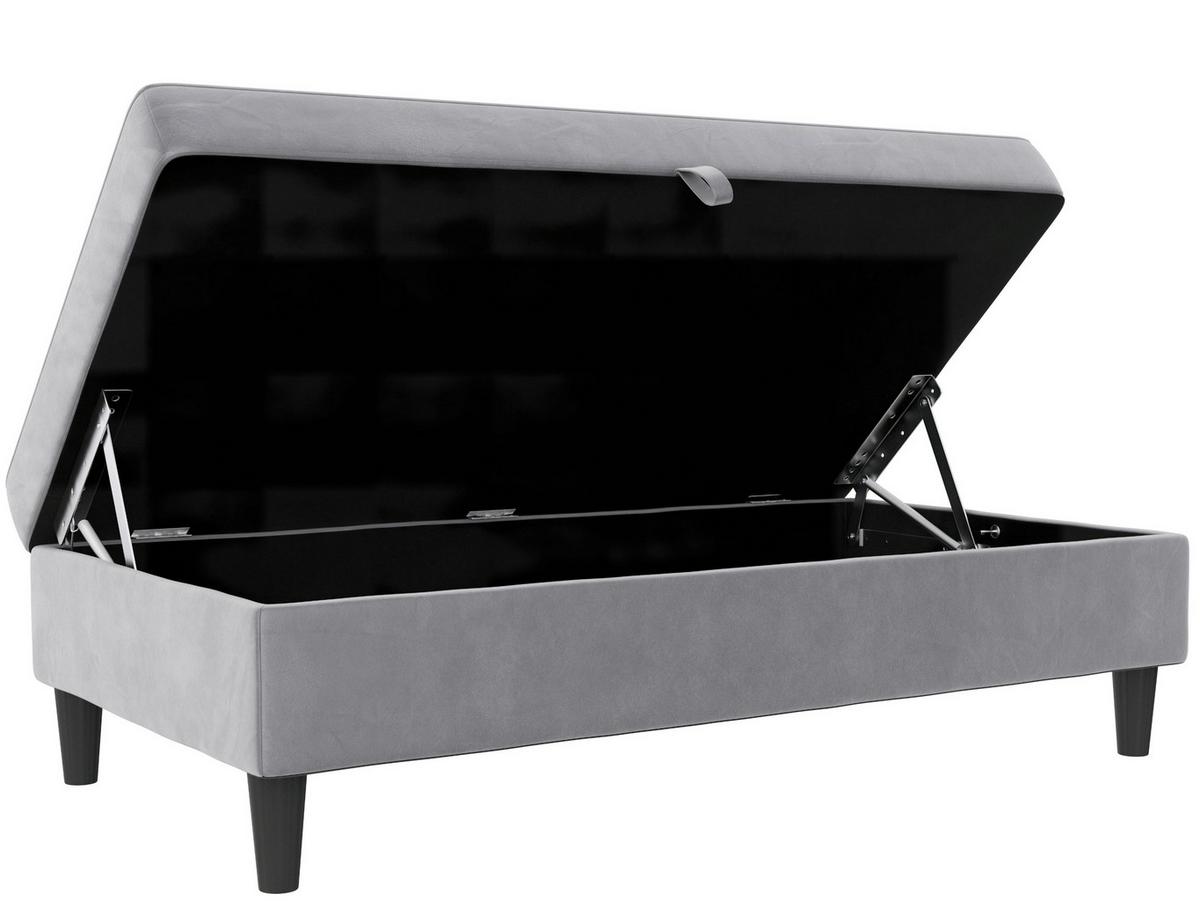 Hocker Hannover Grau, mit Stauraum - Schwarz/Grau, Basics, Textil (130/43/69cm) - Livetastic
