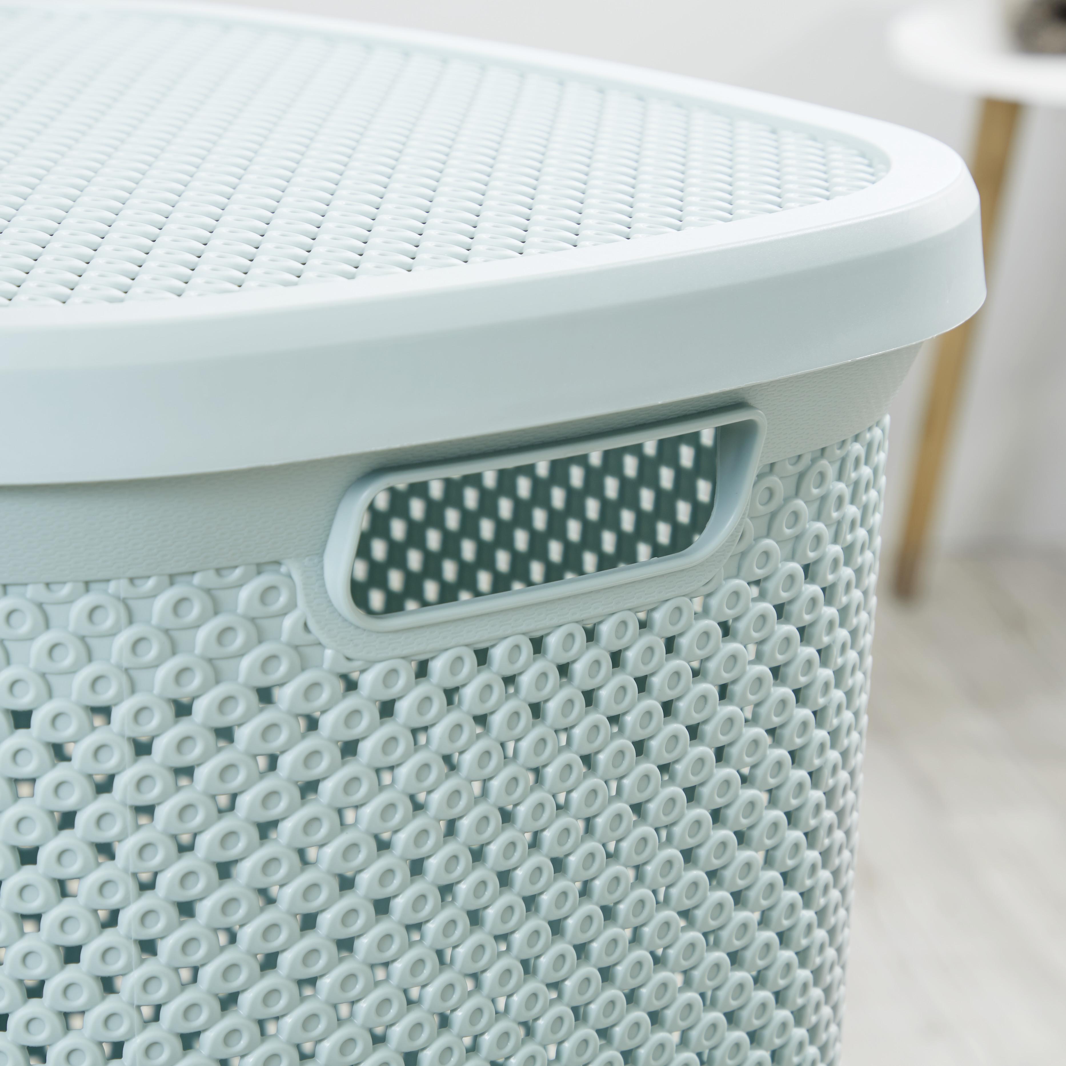 Wäschetonne DIAMOND aus Kunststoff in Mintgrün 60 Liter Detail Griff