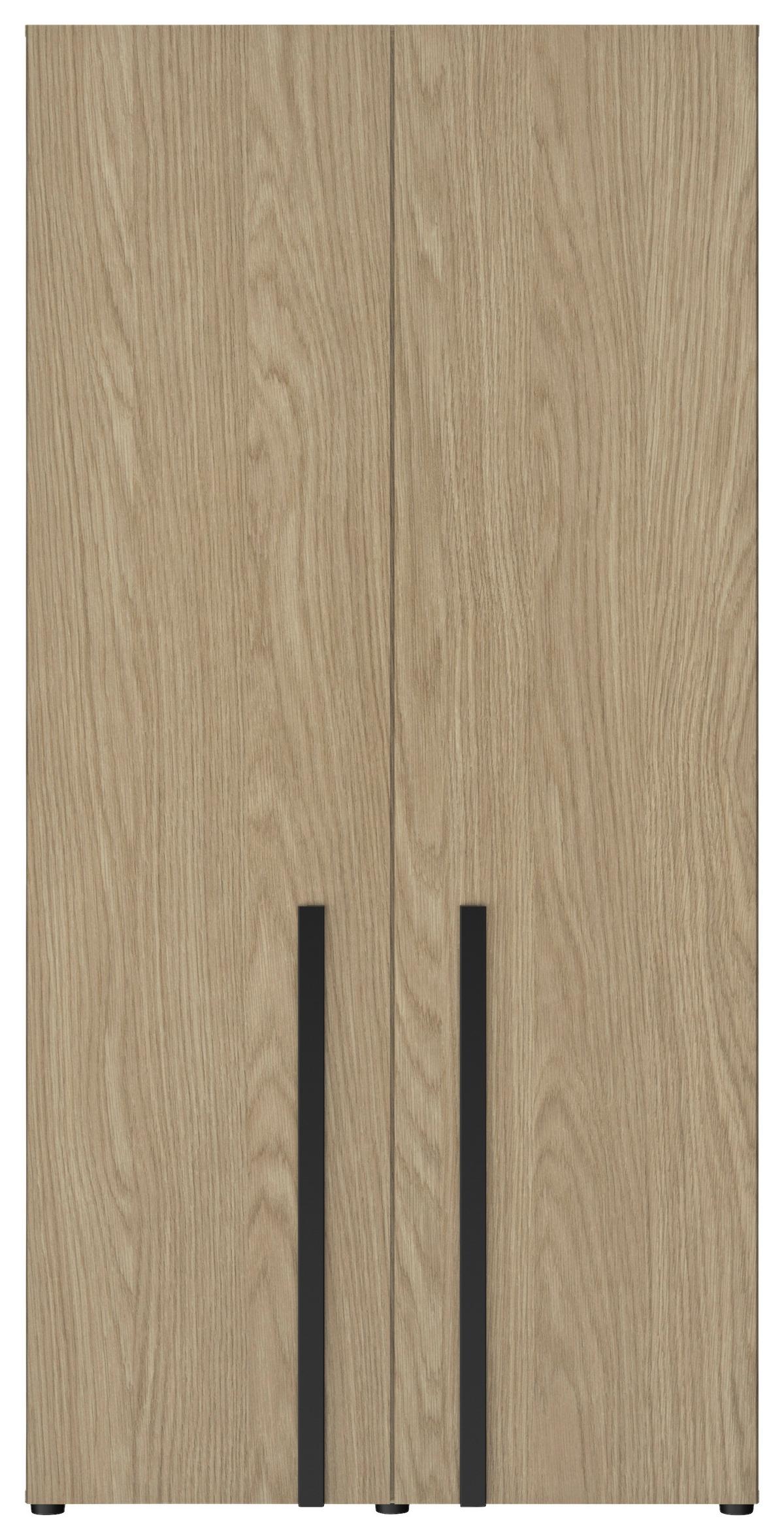Kleiderschrank Nael 100 cm, Eichefarben - Eichefarben/Schwarz, Basics, Holzwerkstoff (100/200/60cm)