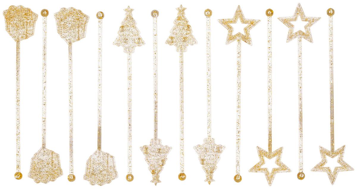 Rührstäbchen Goldfarben 12 Stk. L: 18 cm - Goldfarben, LIFESTYLE, Kunststoff (18cm)
