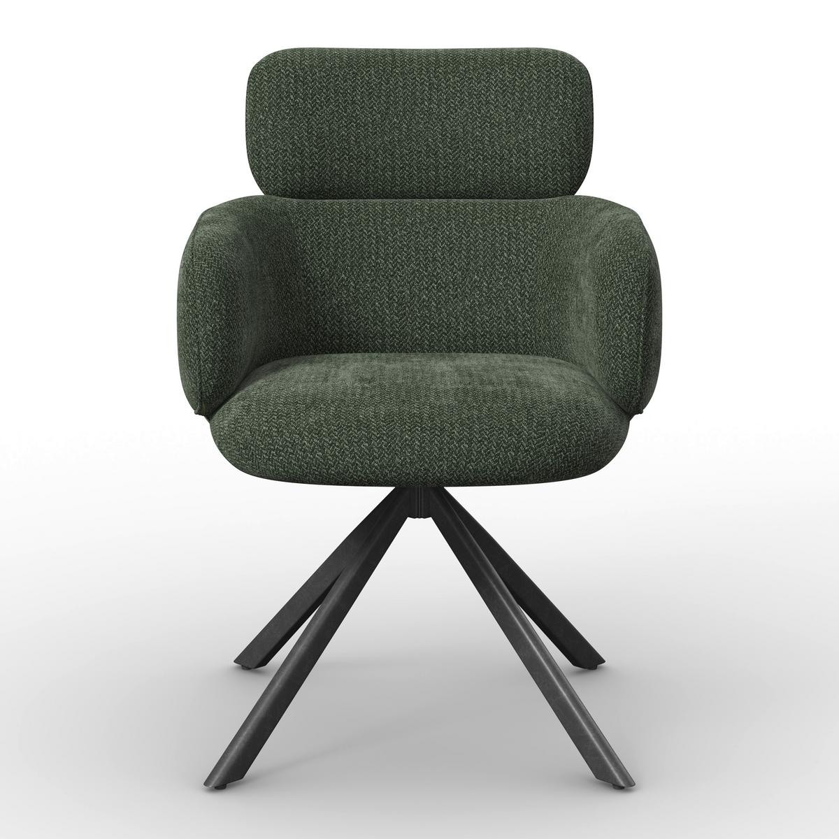 ŽIDLE S PODRUČKAMI LIORA - černá/zelená, Moderní, kov/textil (57,5/84/61cm) - Bessagi Home