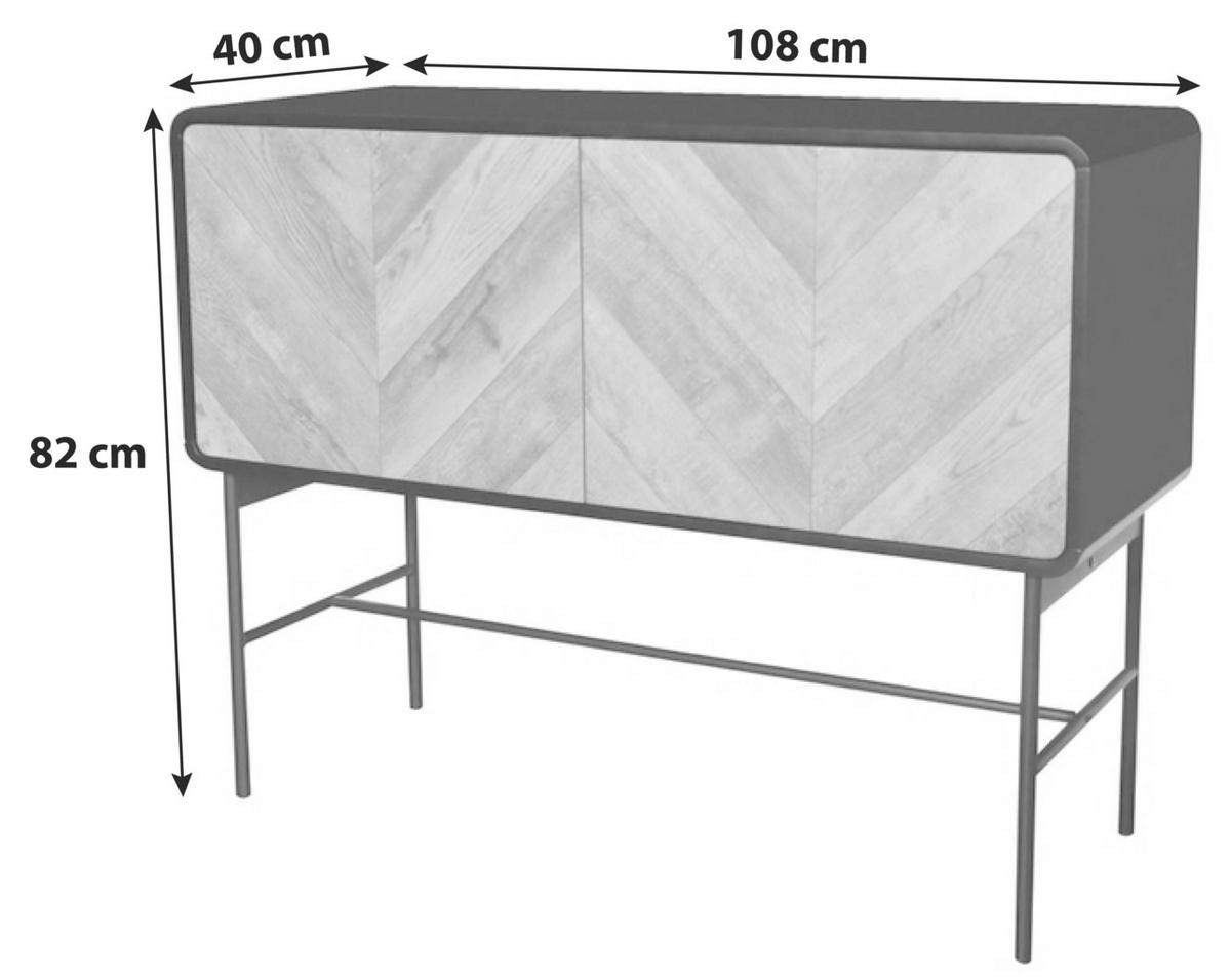 Komoda Sandy - čierna/farba duba, Modern, kov/kompozitné drevo (108/82/40cm) - MID.YOU