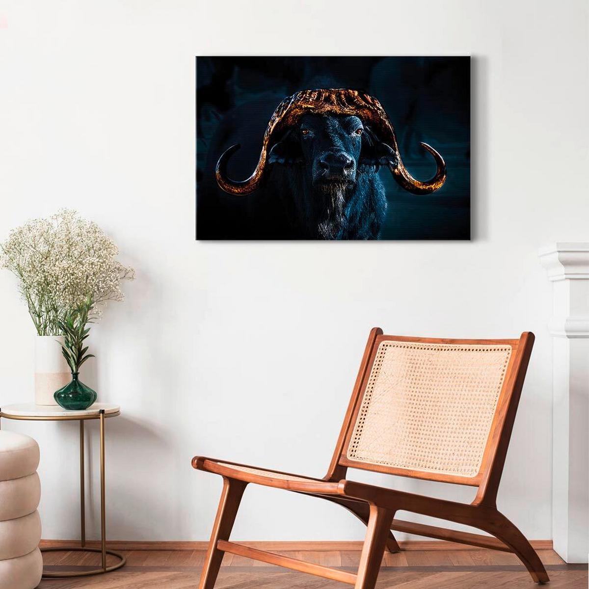 Leinwandbild Horns Schwarz Goldfarben B: 120 Cm - Goldfarben/Schwarz, Basics, Holz/Textil (120/80/1,2cm) - artgeist