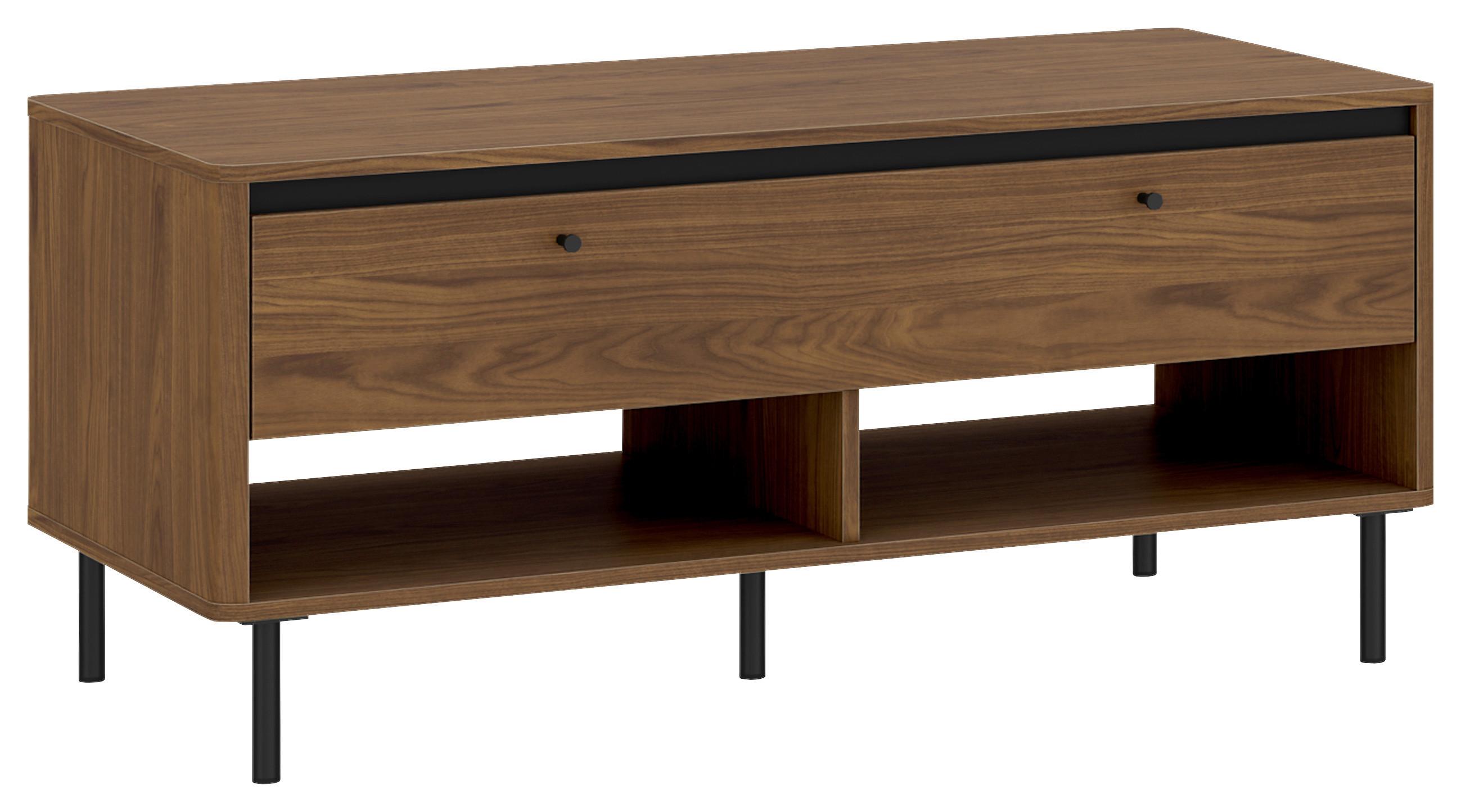 Couchtisch Revillo Nussbaumfarben B: 120cm - Nussbaumfarben/Schwarz, Basics, Holzwerkstoff/Metall (120/55/60cm)