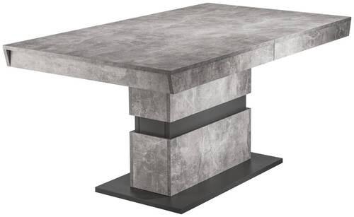 Esstisch ausziehbar Matthew 140-195x90 cm Grau Betonoptik - Dunkelgrau/Grau, MODERN, Holzwerkstoff (140/90/75cm) - MID.YOU