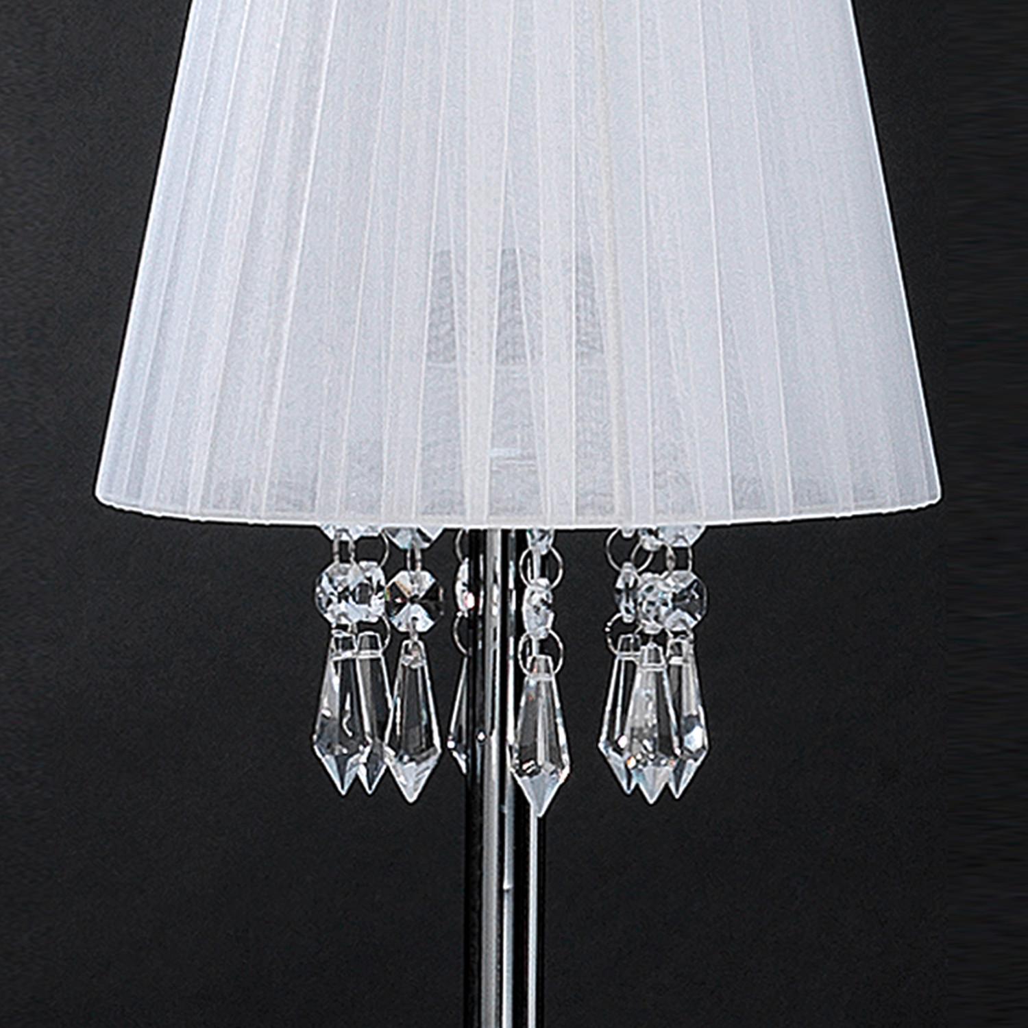 Kristall-Tischleuchte Weiß Chromfarben D: 20 cm - Chromfarben/Weiß, KONVENTIONELL, Glas/Textil (20/42cm)