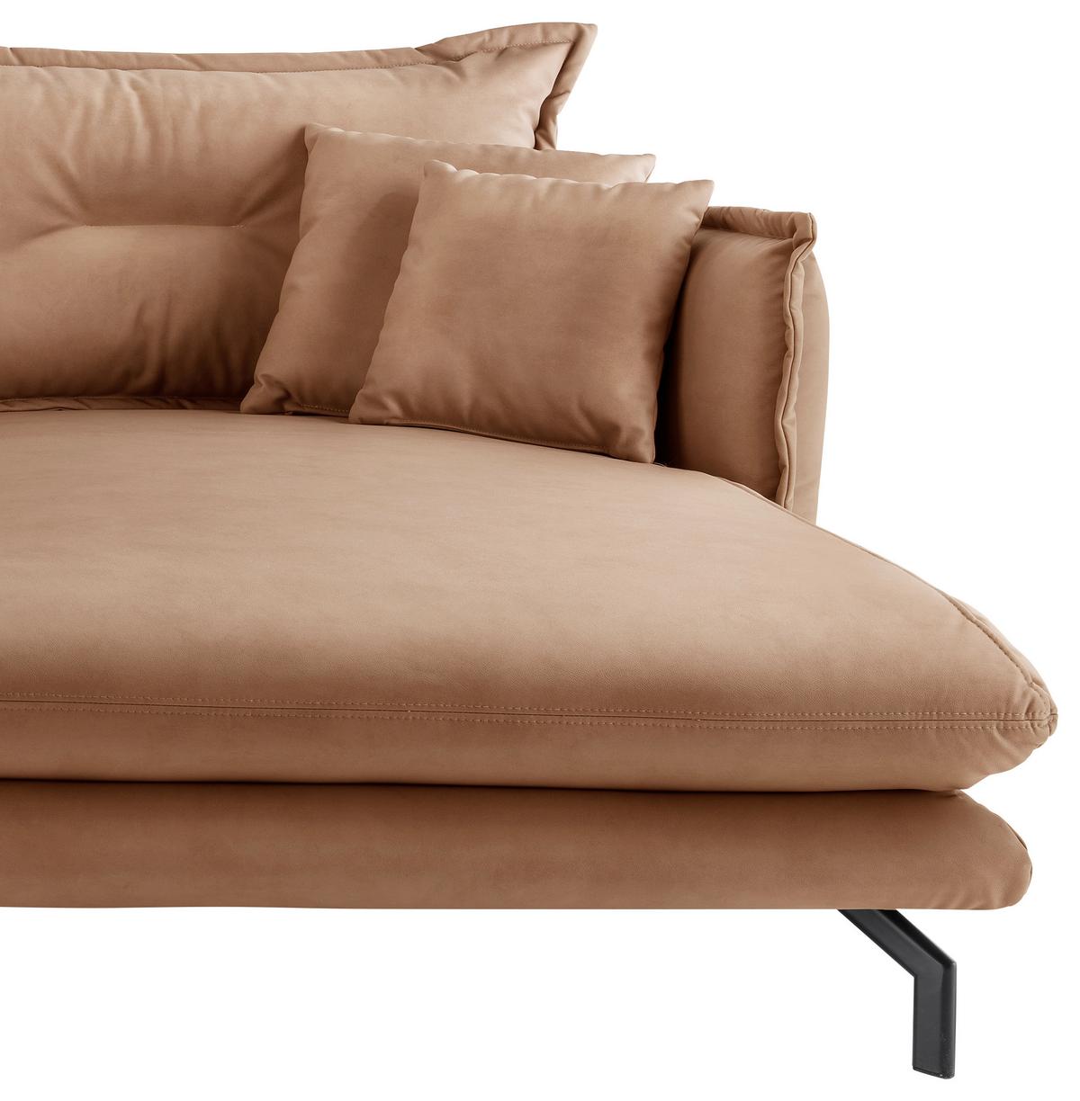 Ecksofa Lava Taupe S: 255x180cm - Taupe/Schwarz, MODERN, Textil (255/180cm) - Livetastic
