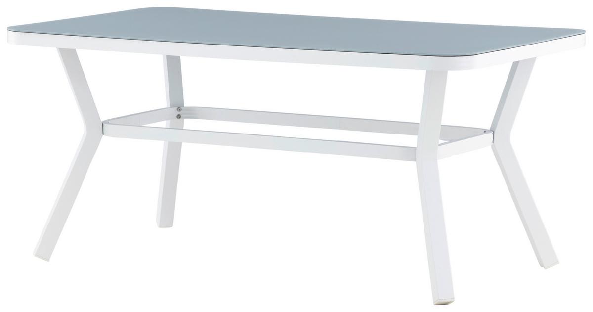Gartentisch Virya - Weiß/Grau, KONVENTIONELL, Glas/Metall (160/90/74cm) - Gardenson