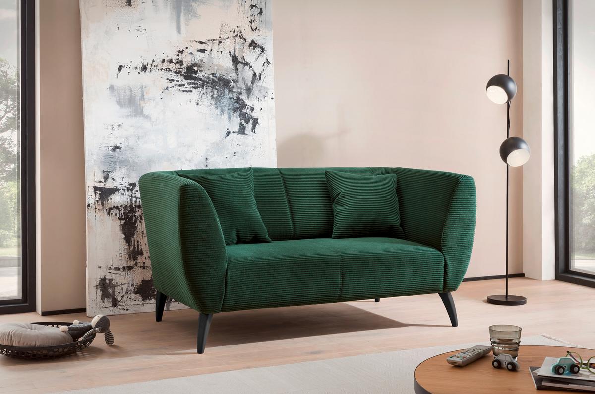 2-sitzer-sofa Colori Grün Rücken Echt - Schwarz/Grün, MODERN, Textil (172/83/88cm) - MID.YOU