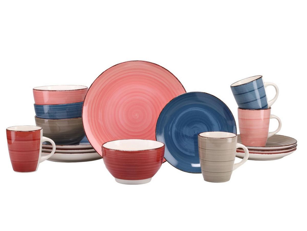 Kombiservice Keramik 4 Personen Geschirr Set - Multicolor, Keramik - Creatable