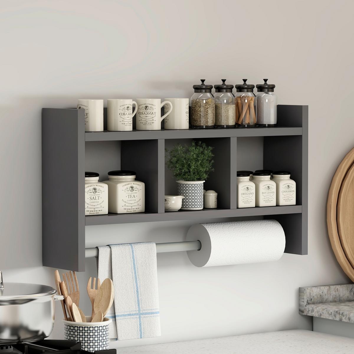 Küchenregal Asya, Anthrazit B: 64 Cm - Anthrazit, Design, Holzwerkstoff (64/35/15cm) - Livetastic