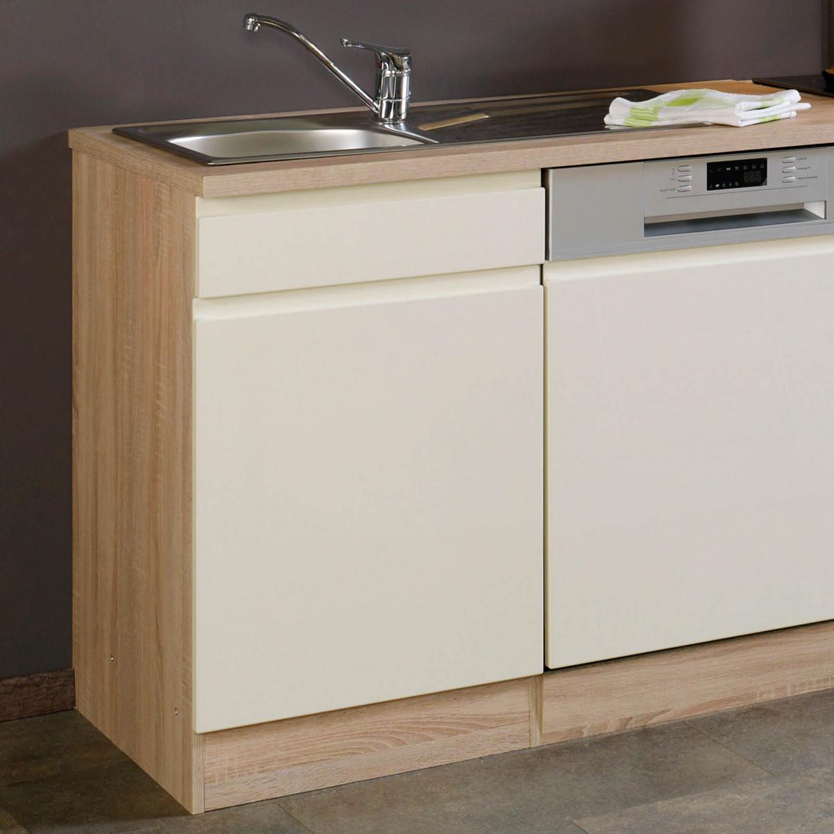 Küchenzeile Cardiff mit Geräten 280 cm Creme/Sonoma Eiche - Creme/Sonoma Eiche, Basics, Holzwerkstoff (280cm) - Held