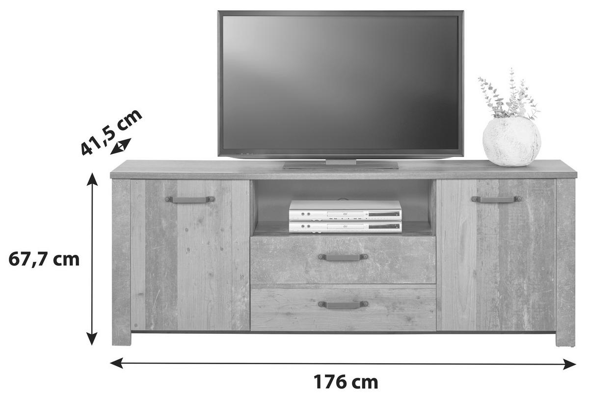 Tv-lowboard Ontario B: 176 Cm Eiche Dekor/dunkelgrau - Dunkelgrau/Eichefarben, Trend, Holzwerkstoff (176/67,7/41,5cm) - Ondega