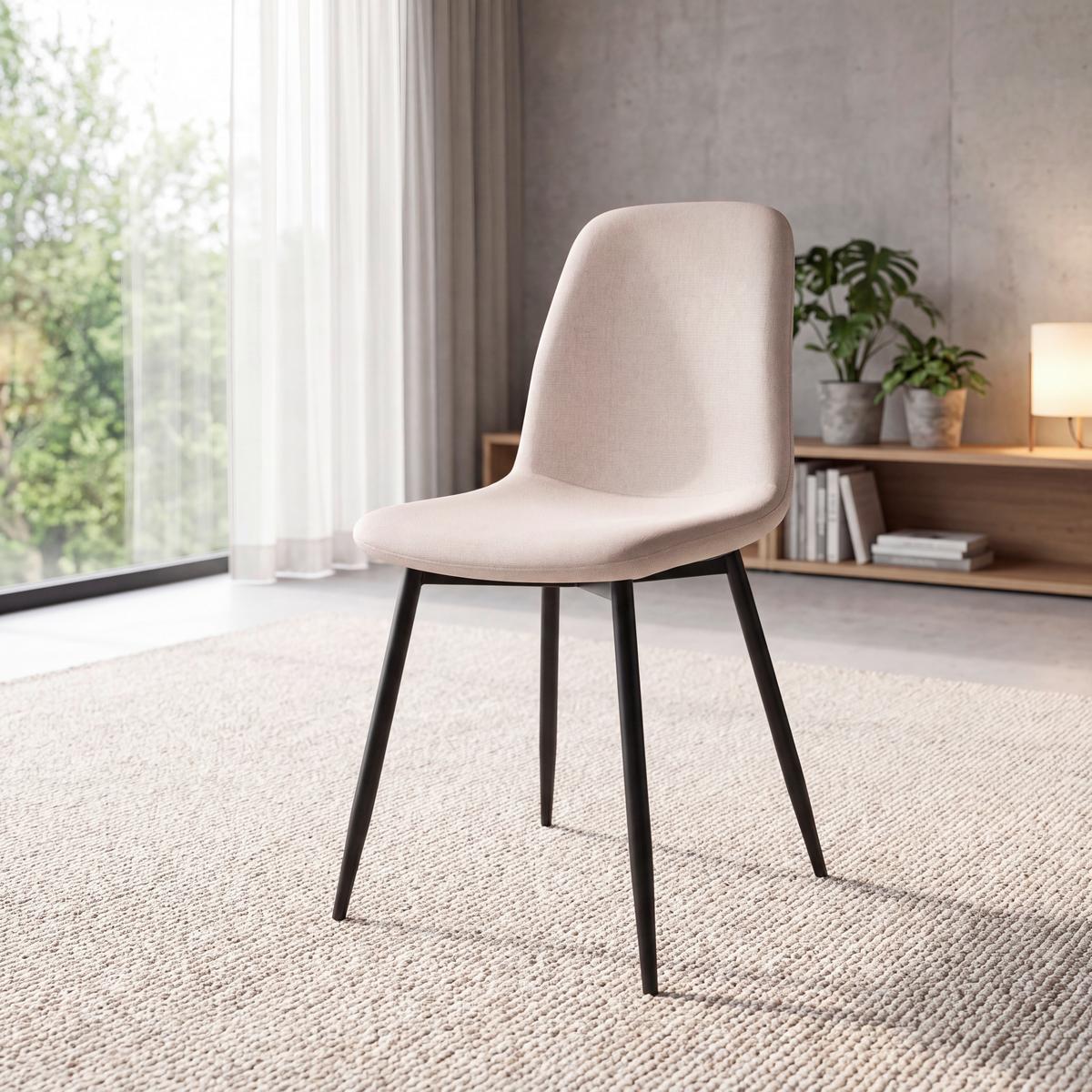 Vierfußstuhl Mona Leinenoptik beige - Eichefarben/Beige, MODERN, Holz/Textil (44/87/56cm)