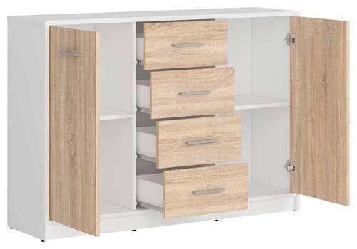 Kommode Nepo Plus Chest Of Drawers - Schwarz/Weiß, Design, Holzwerkstoff (118,5/84/34cm)