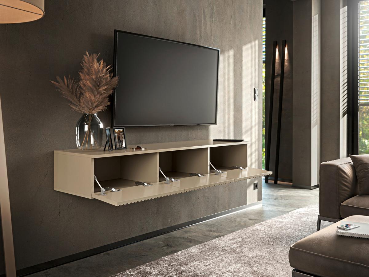 KOMODA POD TELEVIZI LANAI - kašmírová, Moderní, kompozitní dřevo (150/25/40cm)