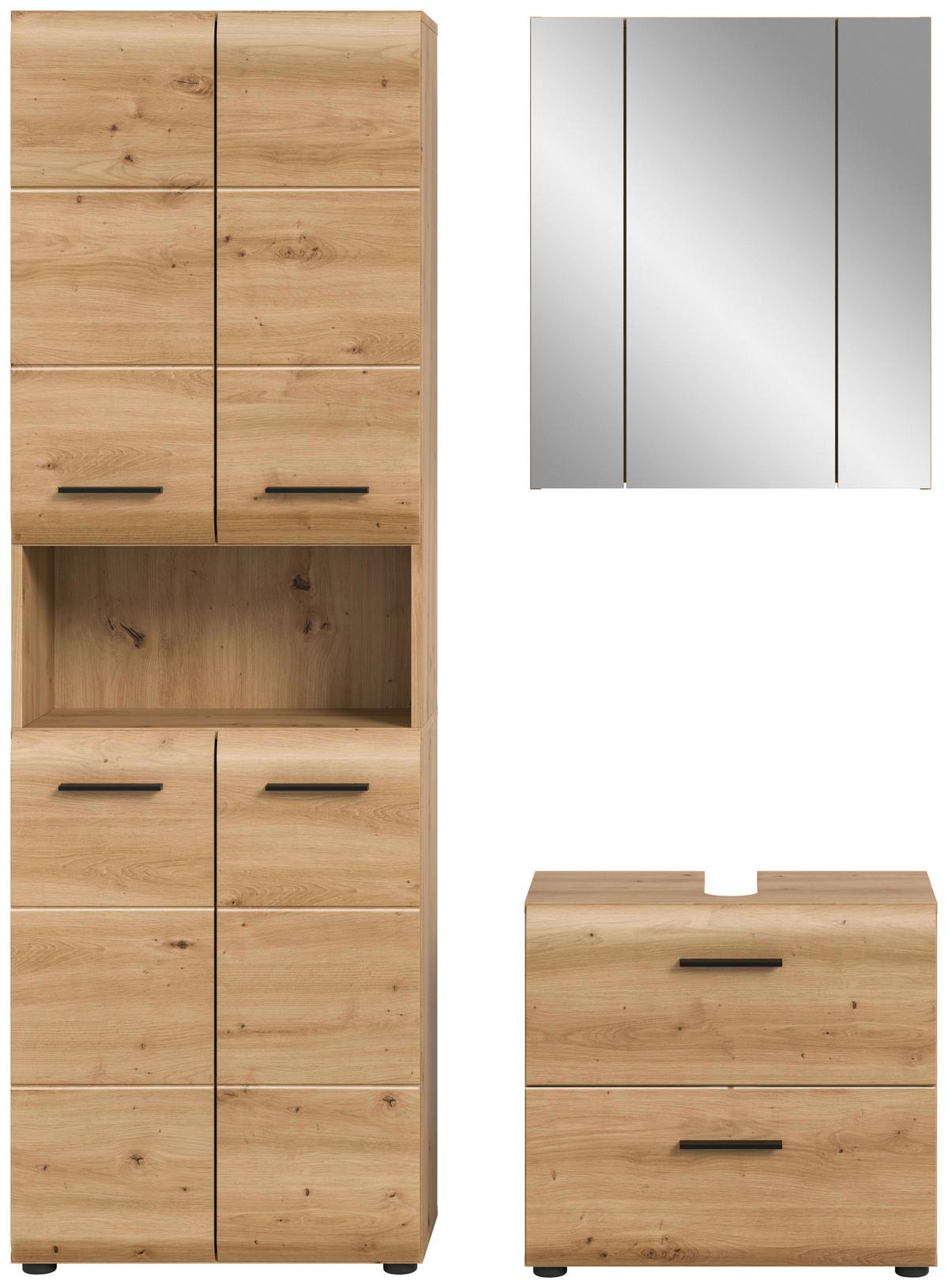 Badezimmer Ice Eiche Artisan Dekor B: 120cm - Schwarz/Eiche Artisan, Basics, Holzwerkstoff (120cm) - MID.YOU