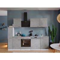 Küchenblock Malia B: 250 cm Grau, mit Geräte - Weiß/Grau, Basics, Holzwerkstoff (250cm) - Respekta