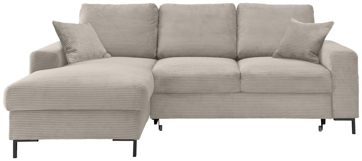 Eckschlafsofa Zona, Beige S: 143x237 Cm - Beige/Schwarz, KONVENTIONELL, Textil (143/237cm) - Livetastic