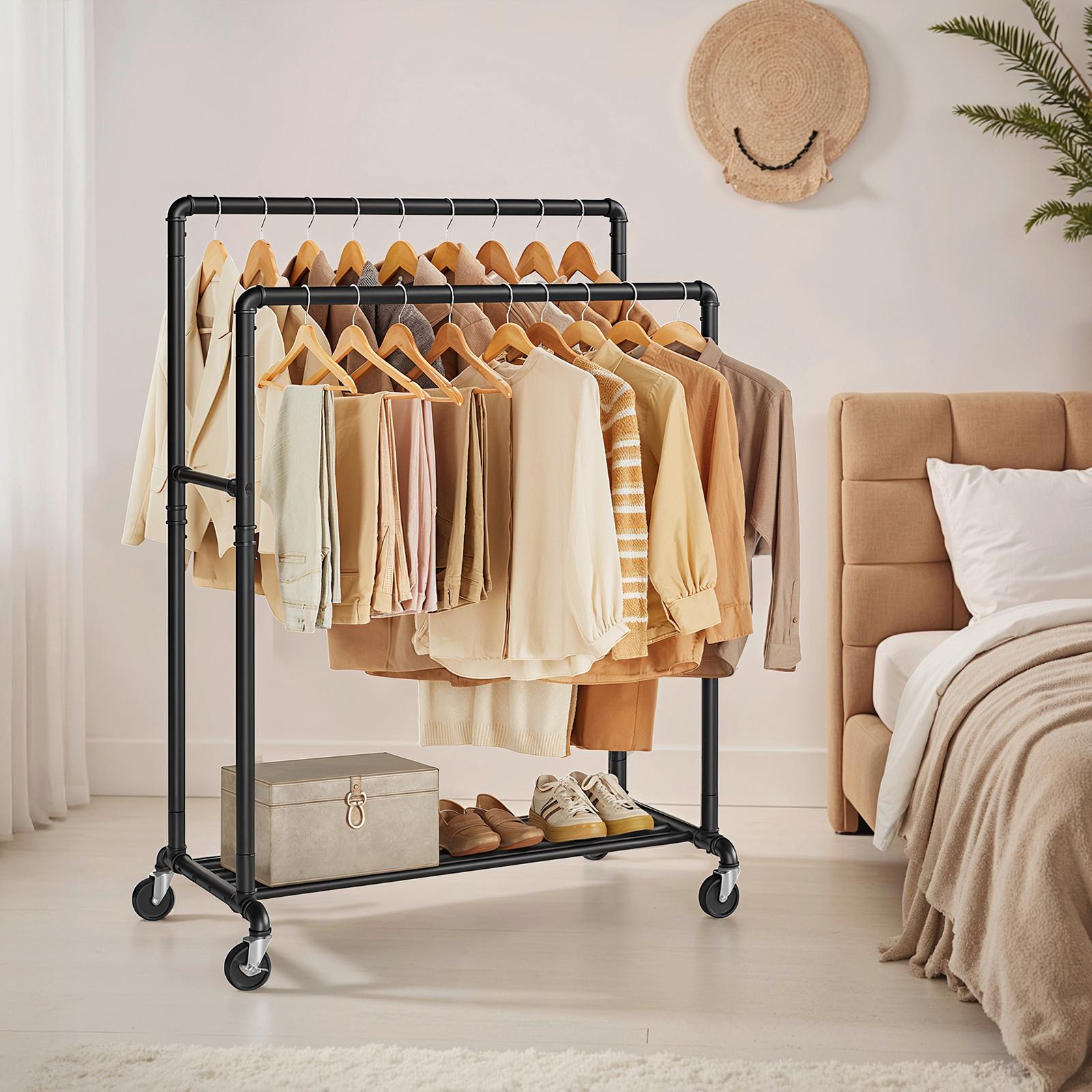 Kleiderwagen Schwarz B: 100 cm - Schwarz, Basics, Kunststoff/Metall (100/162/59cm)