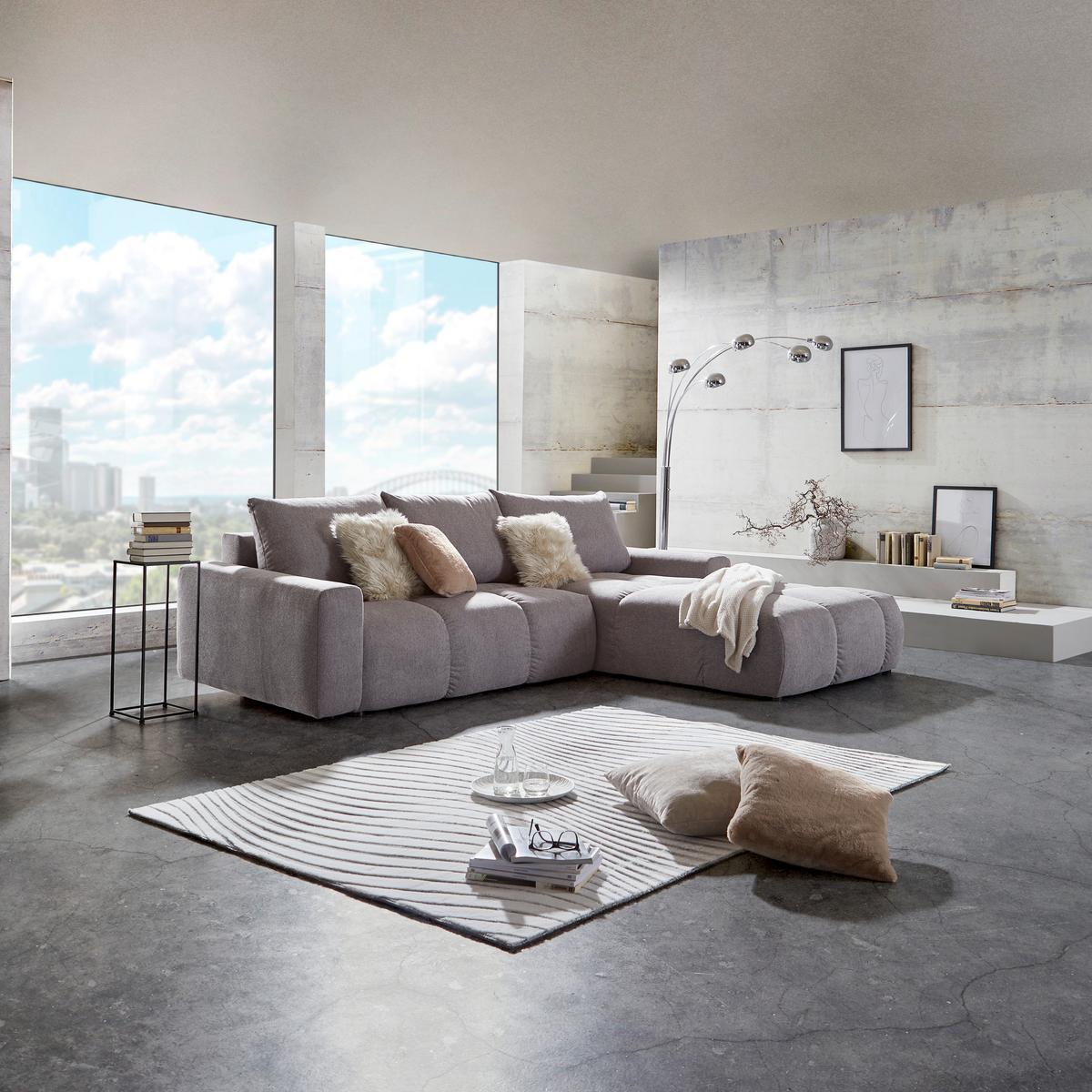 Ecksofa mit Schlaffunktion + Bettkasten Atlantic Grau - Schwarz/Grau, Design, Textil (305/214cm) - Luca Bessoni