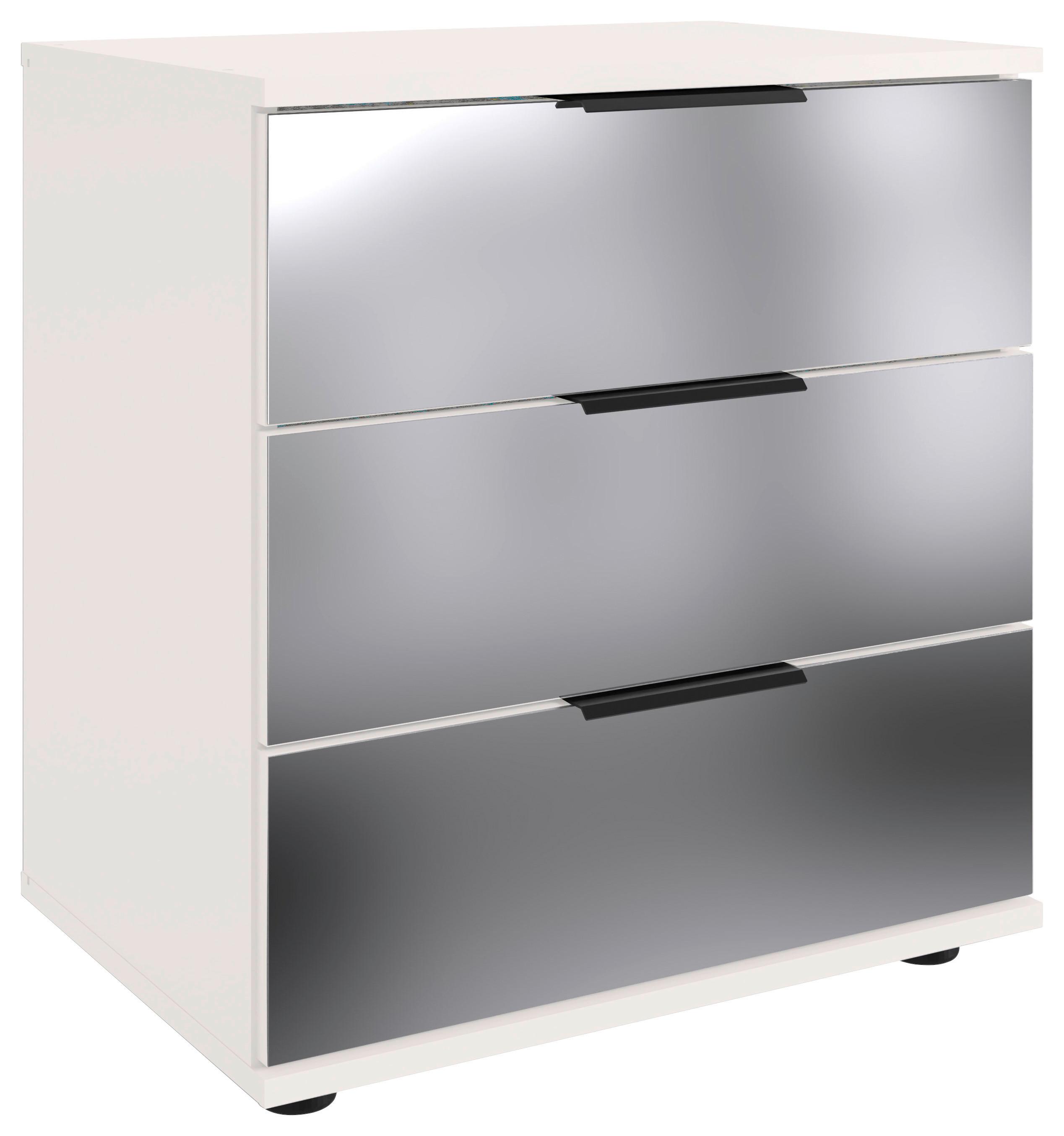 Nachkästchen Weiß H: 58 cm Saigon - Schwarz/Weiß, MODERN, Glas/Holzwerkstoff (52/58/38cm) - P & B
