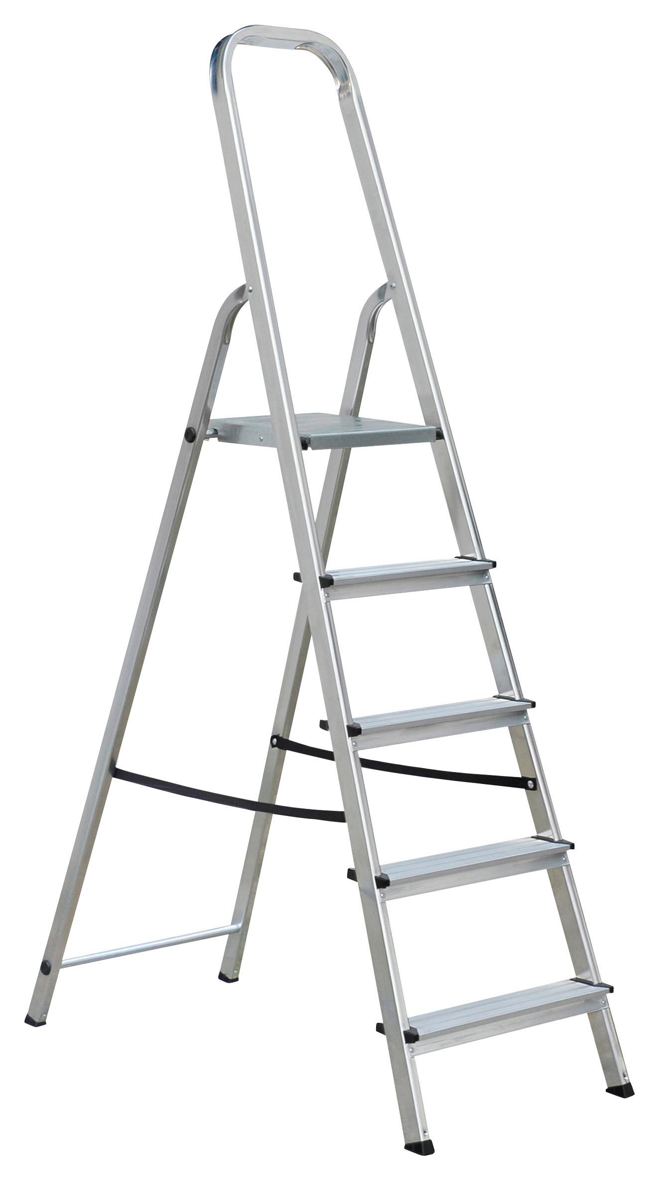 Aluleiter ca. 160 cm Adalbert klappbar, bis 150 kg - Silberfarben, KONVENTIONELL, Metall (45,5/92/161,7cm) - Homezone