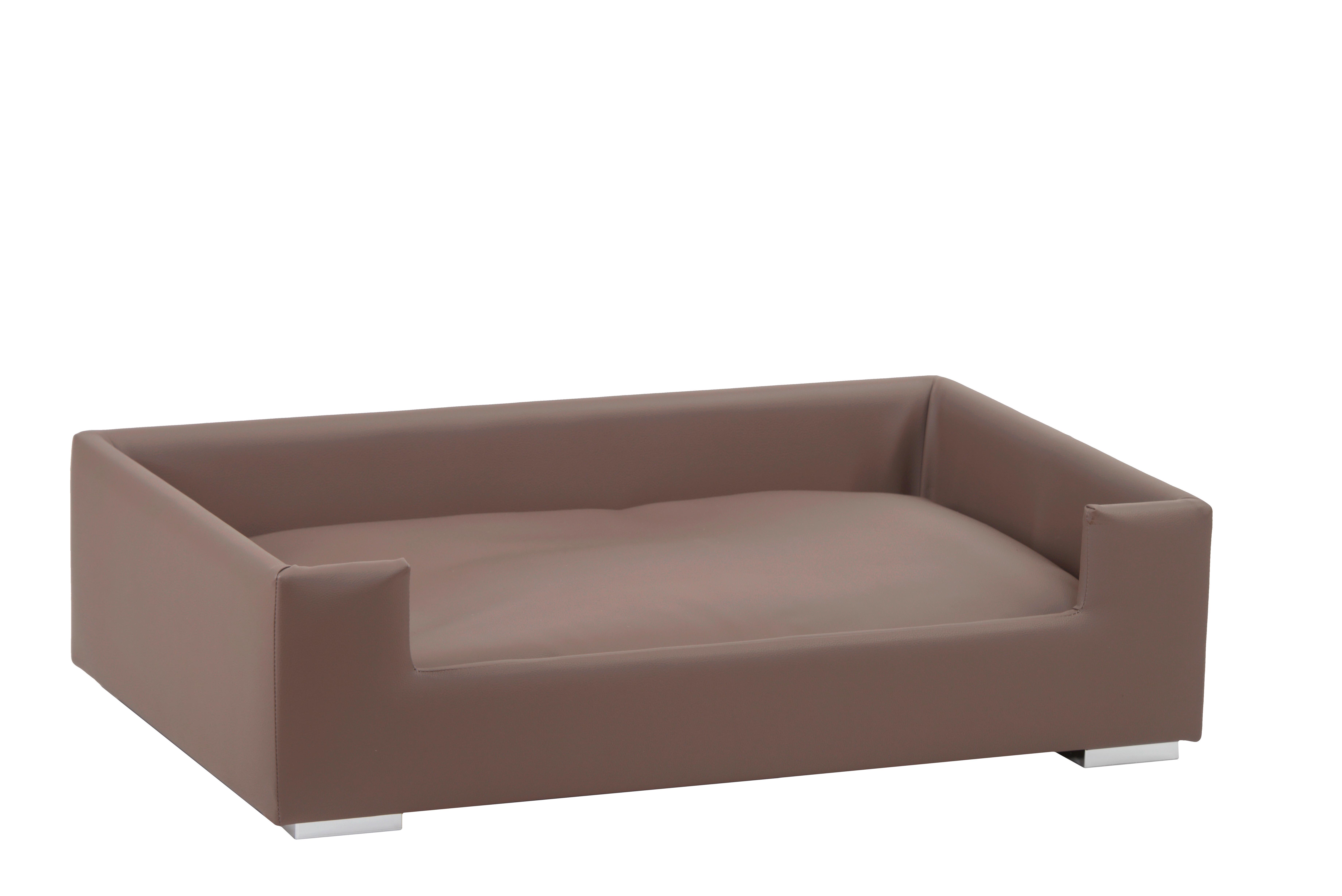 Hundesofa Candy LxBxH 91x57x25 cm Taupe/Schwarz Lederlook - Taupe/Chromfarben, KONVENTIONELL, Holz/Textil (91/57/25cm)
