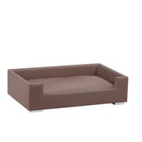 Hundesofa Candy LxBxH 91x57x25 cm Taupe/Schwarz Lederlook - Taupe/Chromfarben, KONVENTIONELL, Holz/Textil (91/57/25cm)