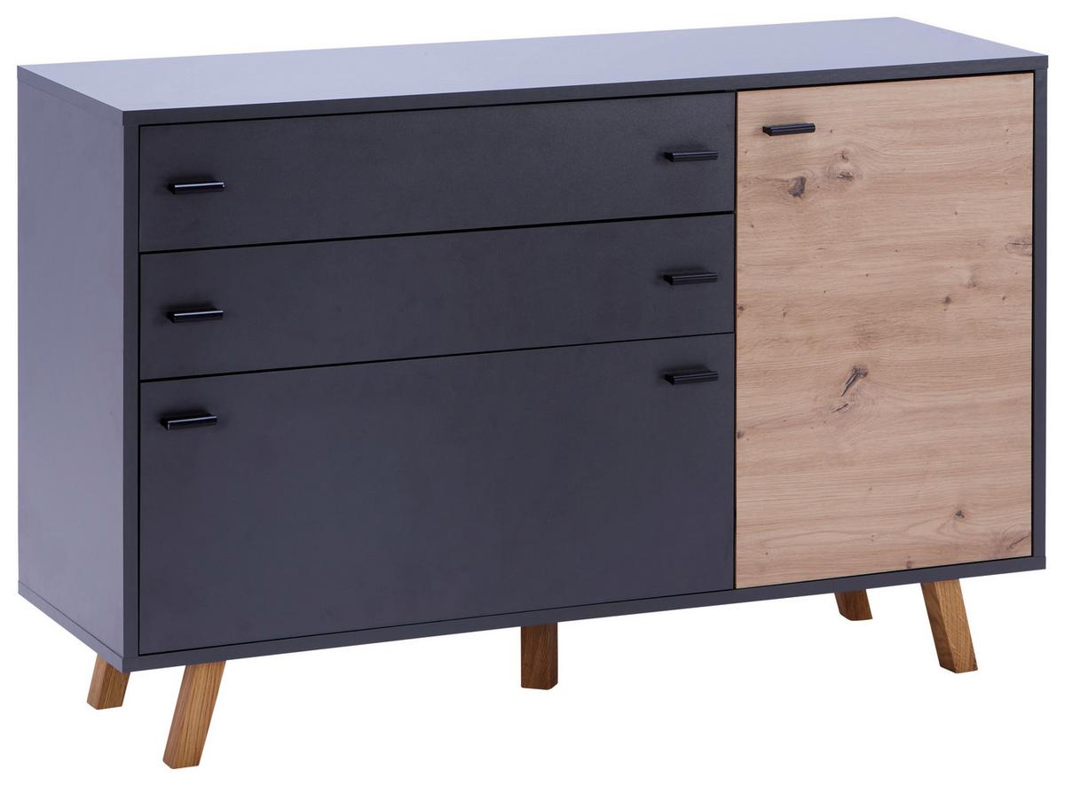 Kommode B: 126,1 cm Trend Anthrazit/ Eiche Artisan - Anthrazit/Eiche Artisan, MODERN, Holzwerkstoff (126,1/82,5/40cm)