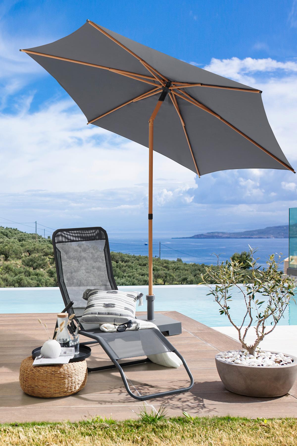 Sonnenschirm Sun Bht: 270x270x220 Cm Anthrazit - Anthrazit, MODERN, Textil/Metall (270/270/220cm) - Beldano