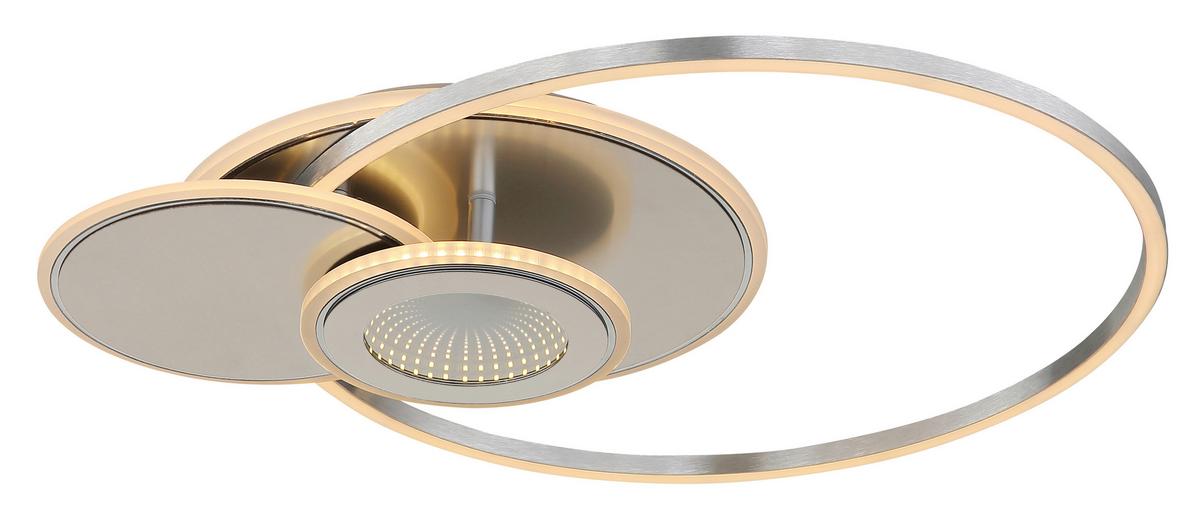 LED-DECKENLEUCHTE Nachtlichtfunktion - Silberfarben/Opal, Design, Kunststoff/Metall (56/45/7,5cm) - Globo