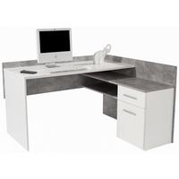 Eckschreibtisch Mit Stauraum B: 141,6 Cm Moni, Betonoptik - Dunkelgrau/Weiß, MODERN, Holzwerkstoff (141,6/80,5/124cm)