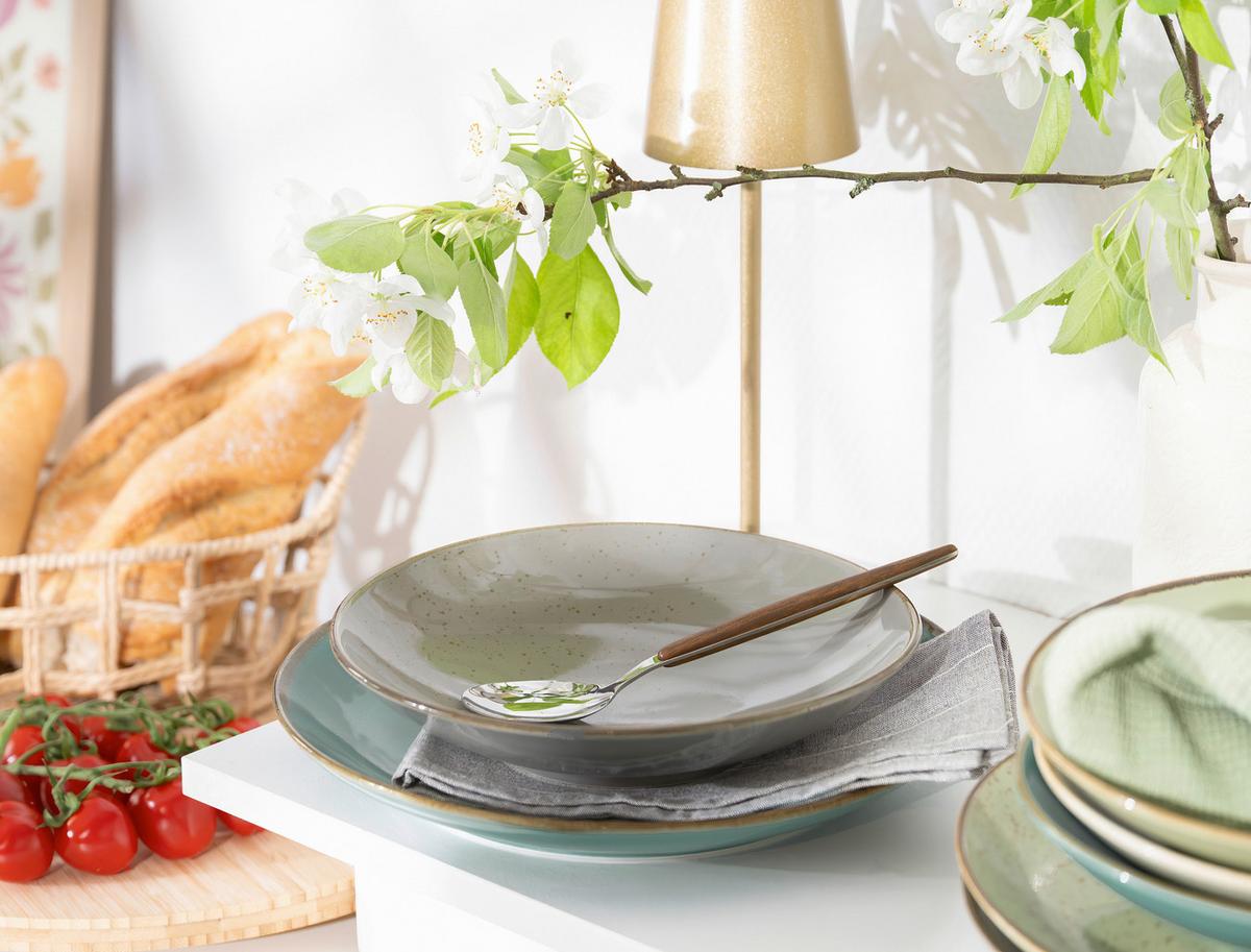 Kombiservice Porzellan 4 Personen Geschirr Set - Multicolor/Grün, Basics, Keramik - Creatable