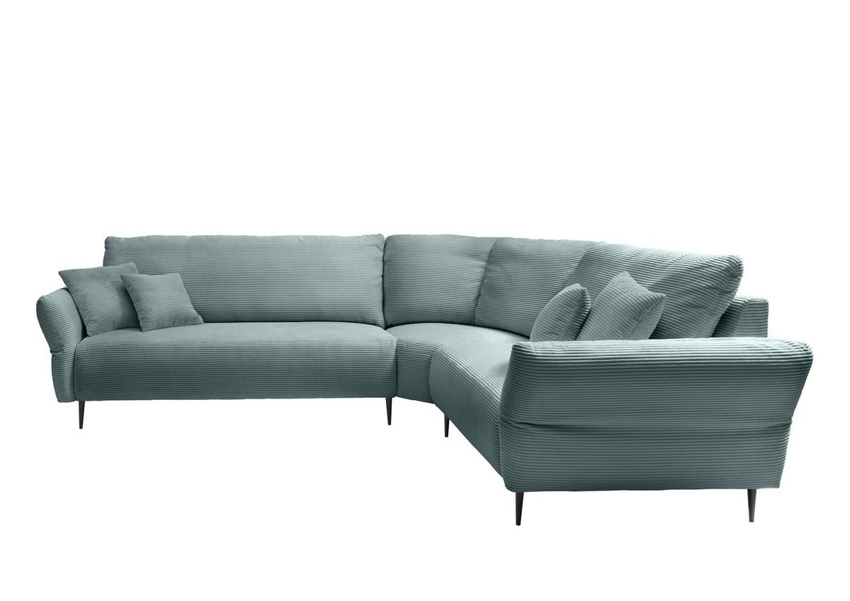 Ecksofa Vanilla Hellblau S: 294x256 cm - Schwarz/Hellblau, Design, Textil (294/256cm) - Livetastic