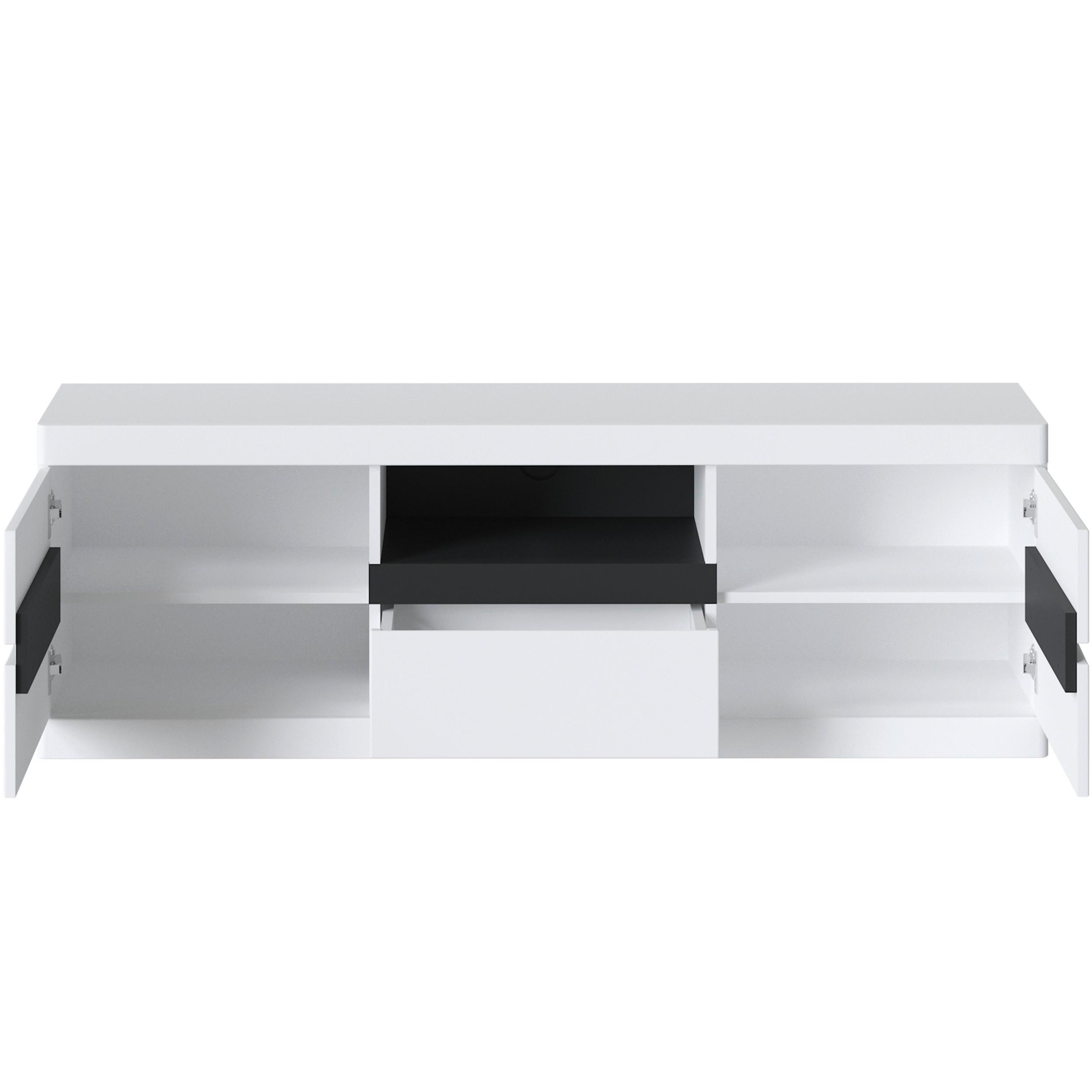 Tv-elem Turino Neo - grafitszürke/fehér, Trend, faalapú anyag (150/49,8/39,9cm)