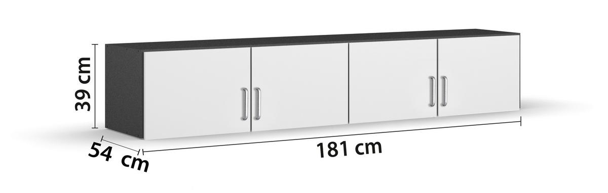 Aufsatzschrank B: 181 cm Aalen Extra Grau/ Weiß - Weiß/Grau, KONVENTIONELL, Holzwerkstoff (181/39/54cm)