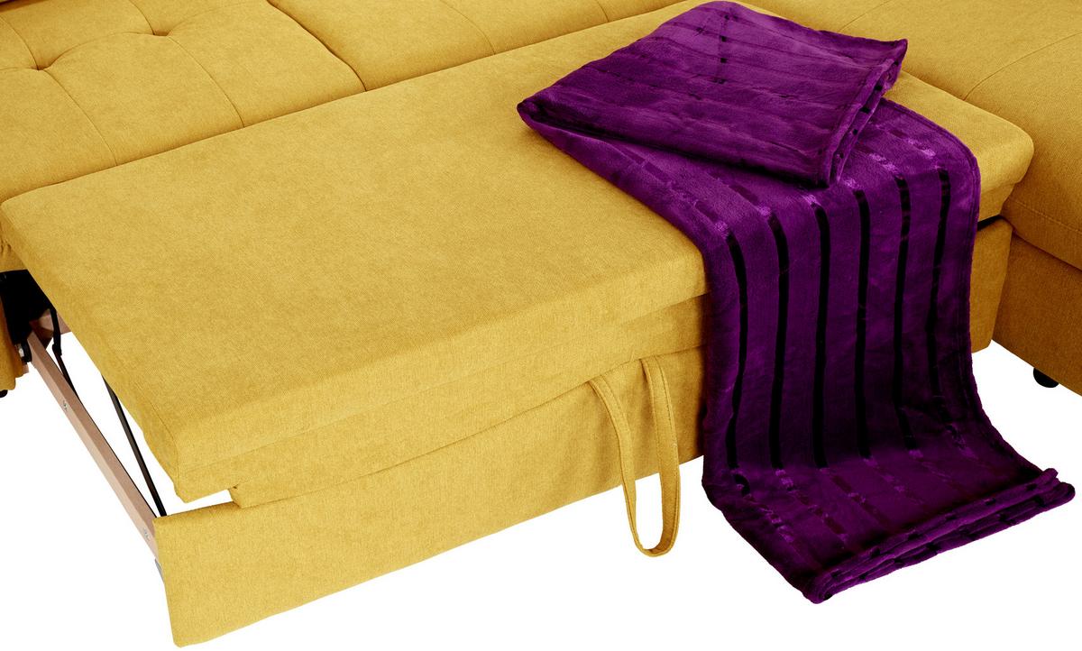 Sedacia súprava PARK, pravá, kari žltá - čierna/kari žltá, Modern, textil/plast (311/233cm) - Luca Bessoni