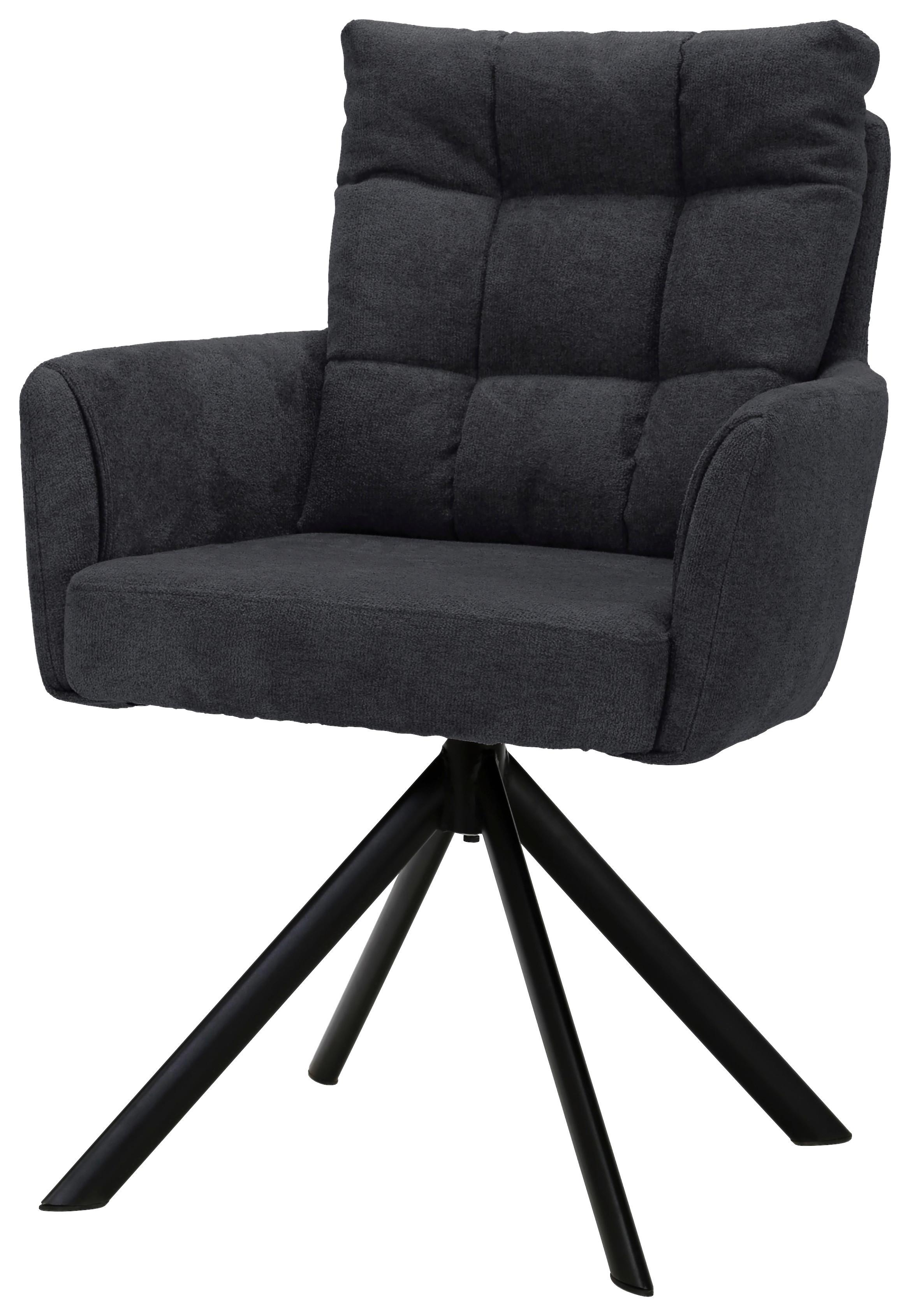 Armlehnstuhl Susan Dunkelgrau Schwarz/sitzfläche 360°drehbar - Dunkelgrau/Schwarz, KONVENTIONELL, Holz/Textil (59/90/66cm)