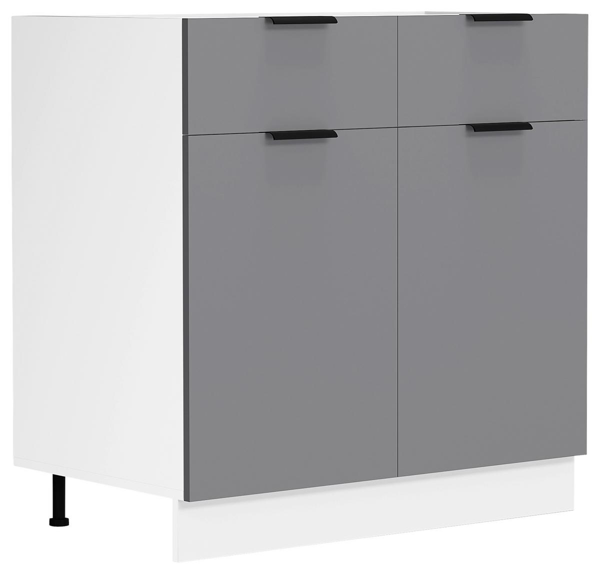 Küchenunterschrank Fasola 80 cm Weiß/Anthrazit - Anthrazit/Weiß, Trend, Holzwerkstoff/Kunststoff (80/82/46cm) - MID.YOU